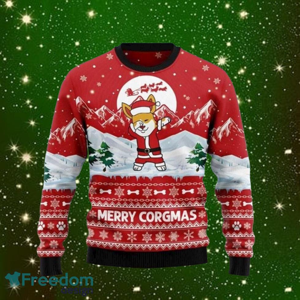 Merry Christmas Corgi Santa Merry Corgmas - Red Brown - All Over Print - Ugly Sweater Product Photo 1