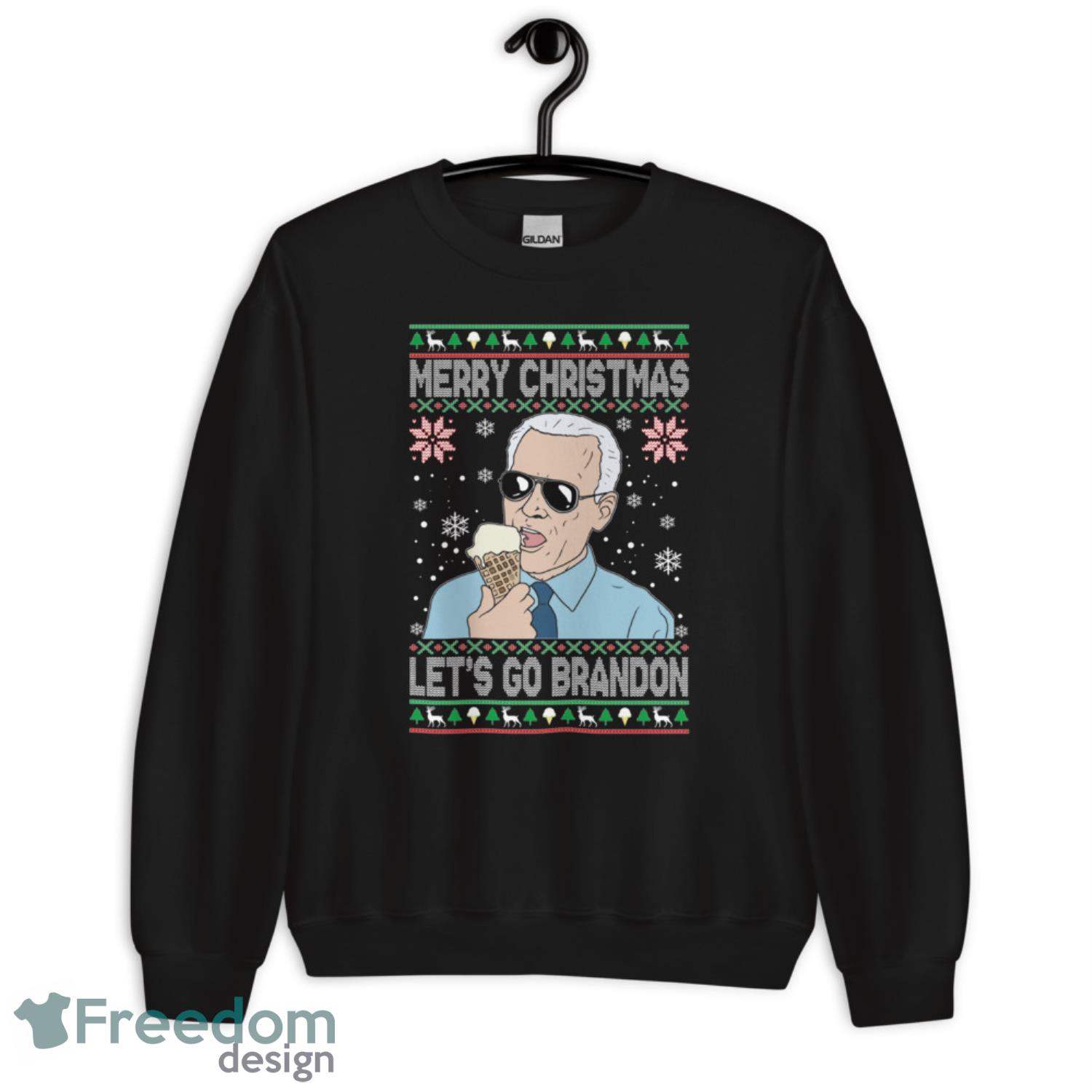 Merry Christmas Lets Go Brandon Ugly Christmas Sweatshirt - G185 Unisex Heavy Blend Crewneck Sweatshirt