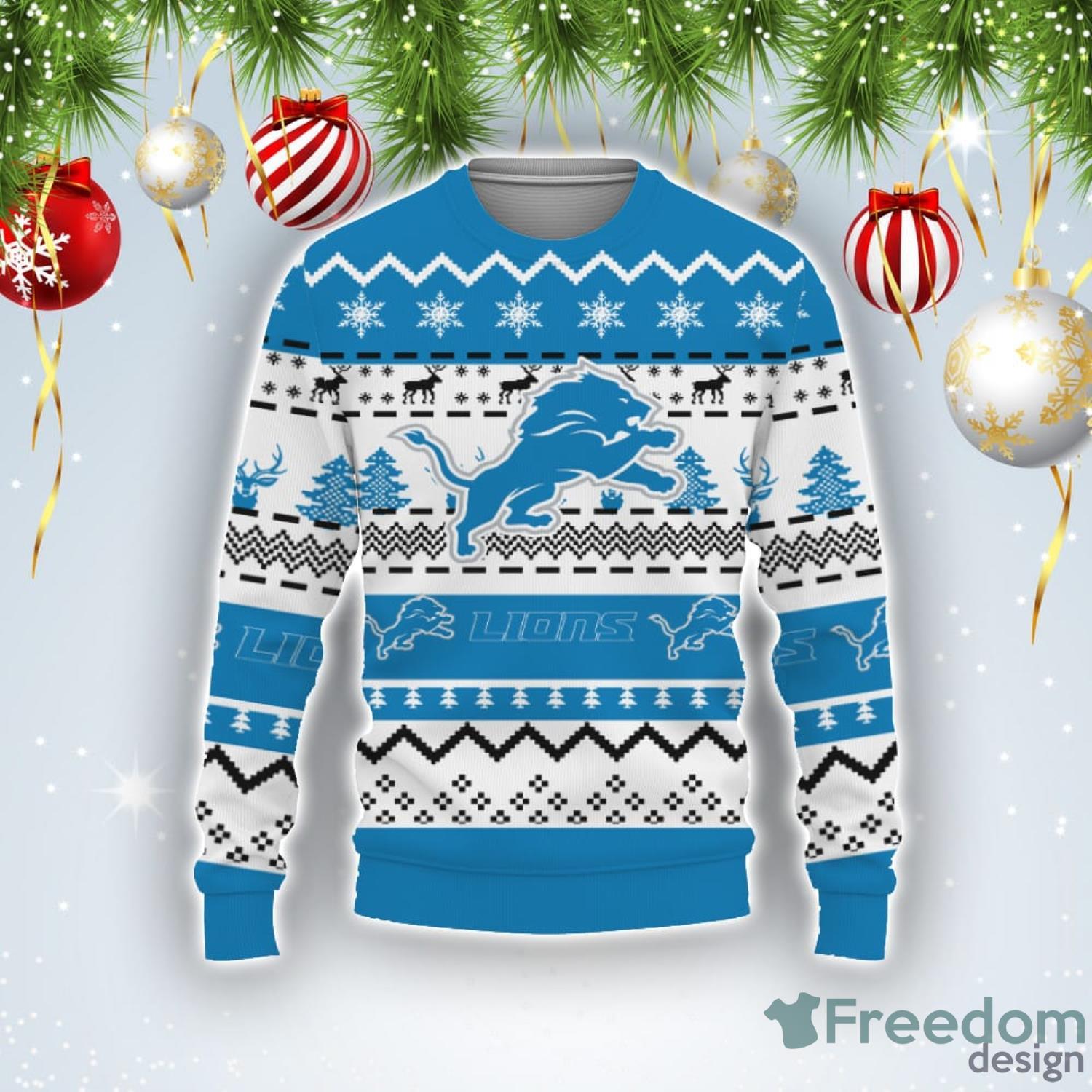 Detroit Lions Funny Grinch Ugly Christmas Sweater - Freedomdesign