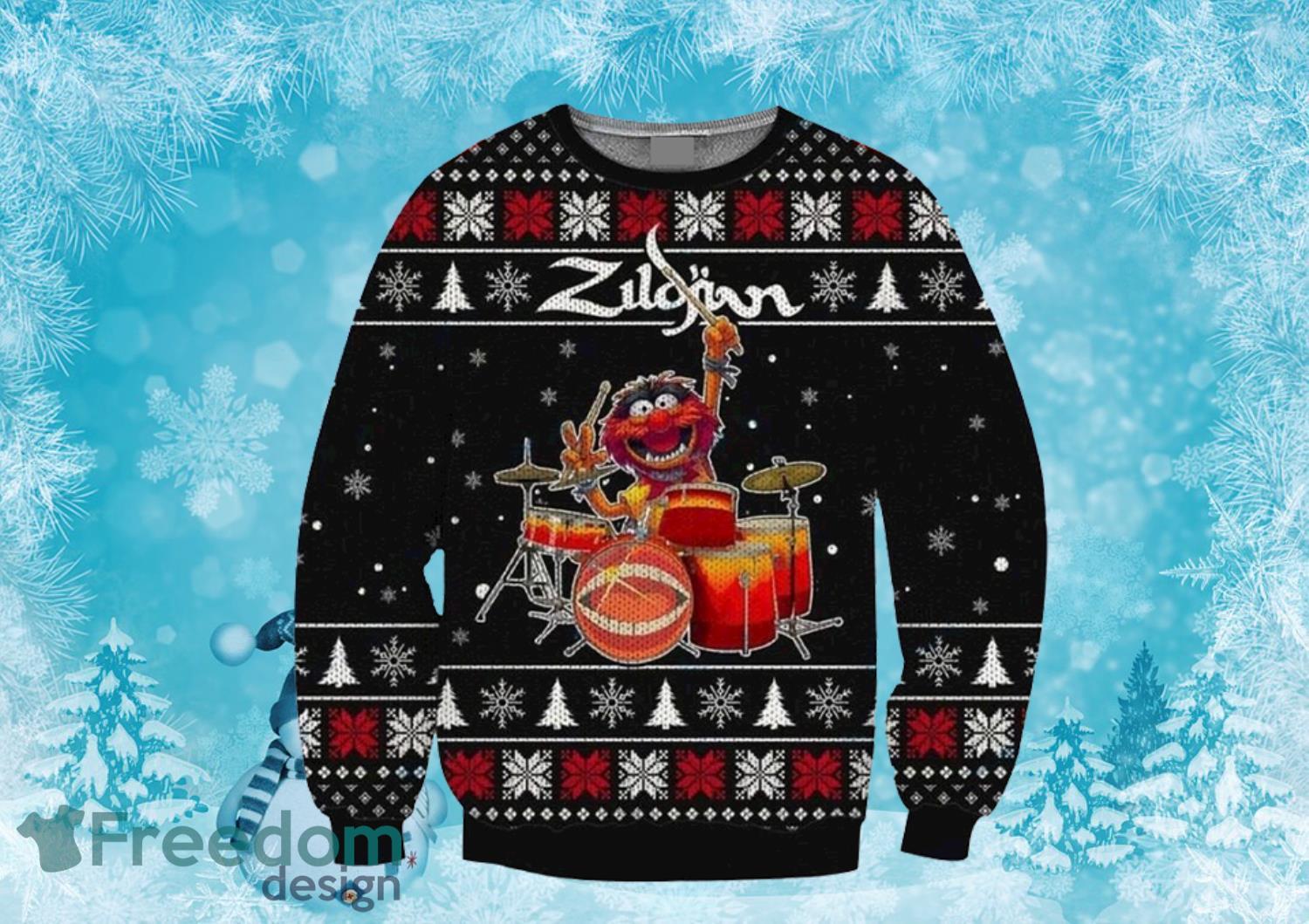 Merry Christmas The Muppets Animal Drums - All Over Print - Ugly Sweater Product Photo 1
