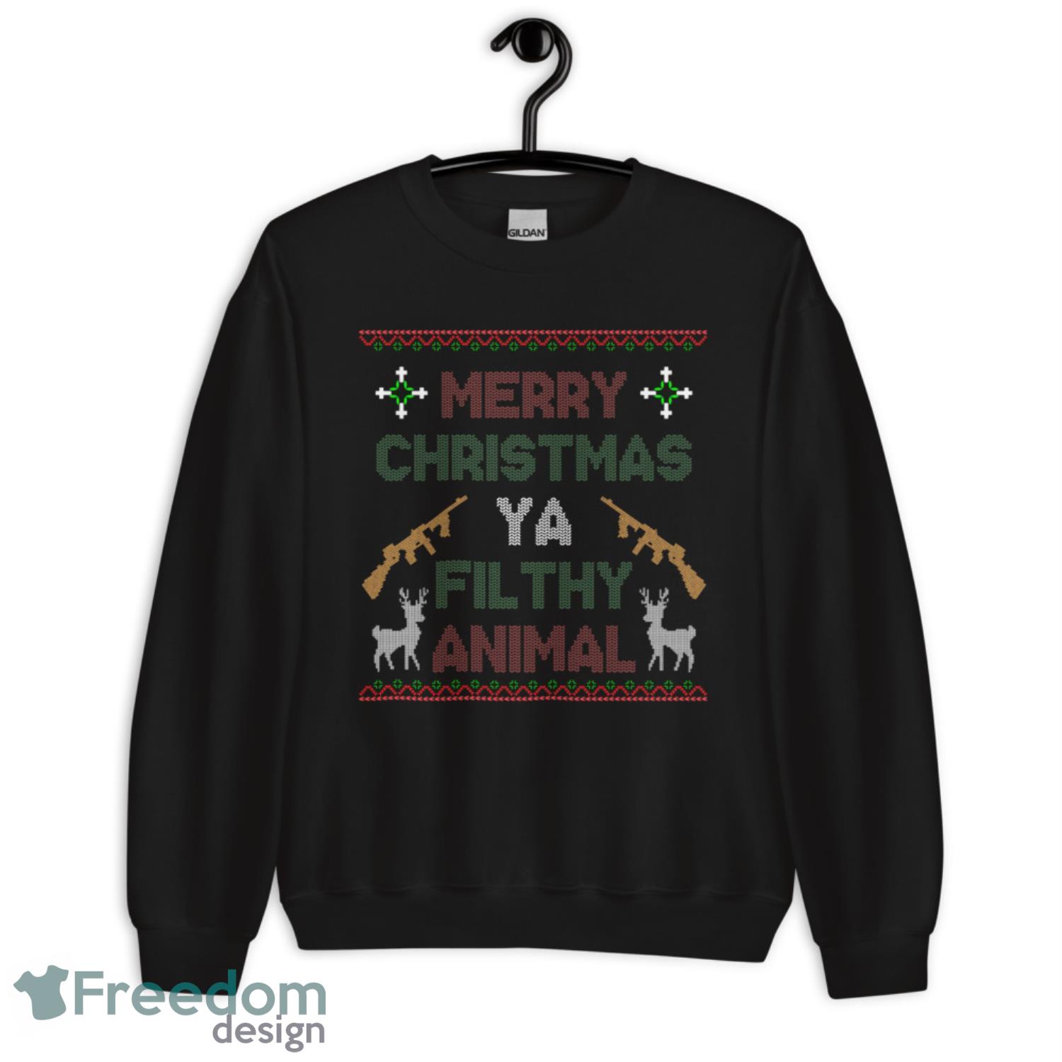 Merry Christmas Ya Filthy Animal Sweatshirt - G185 Unisex Heavy Blend Crewneck Sweatshirt