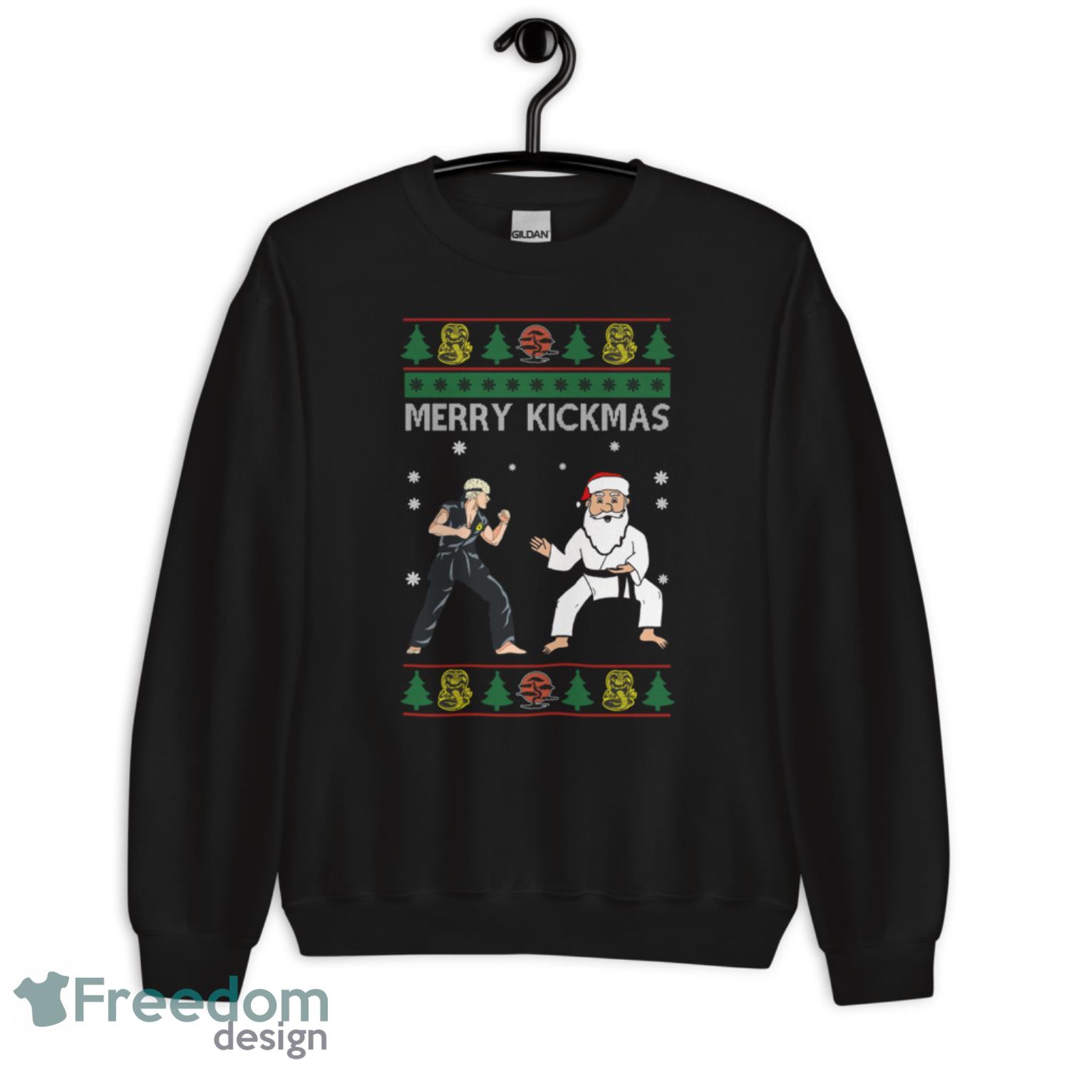 Merry Kickmas Karate Santa Ugly Christmas Sweatshirt - G185 Unisex Heavy Blend Crewneck Sweatshirt