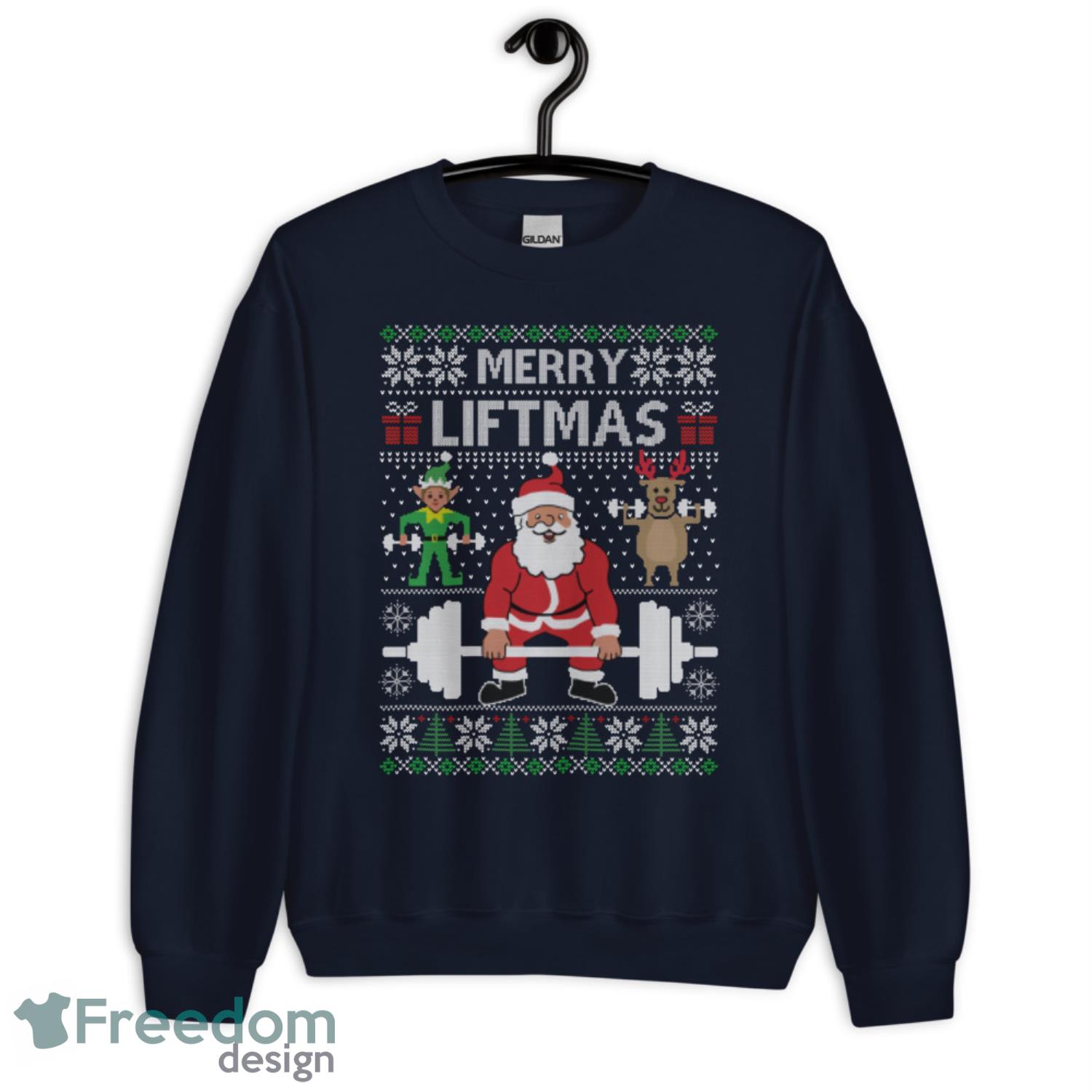 Merry Liftmas Christmas LS T-Shirt - G185 Unisex Heavy Blend Crewneck Sweatshirt-1