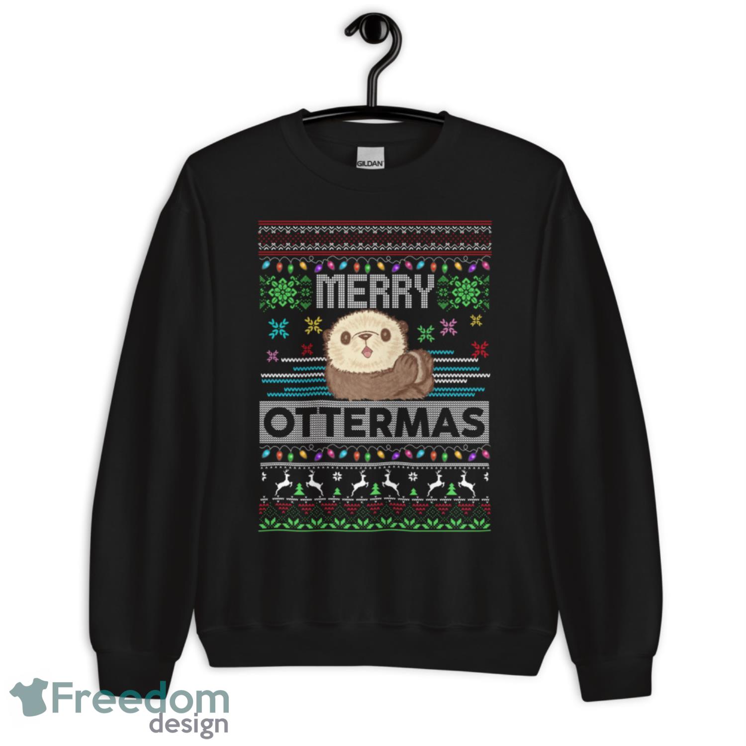 Merry Ottermas Christmas Otter Christmas Ugly Sweatshirt - G185 Unisex Heavy Blend Crewneck Sweatshirt