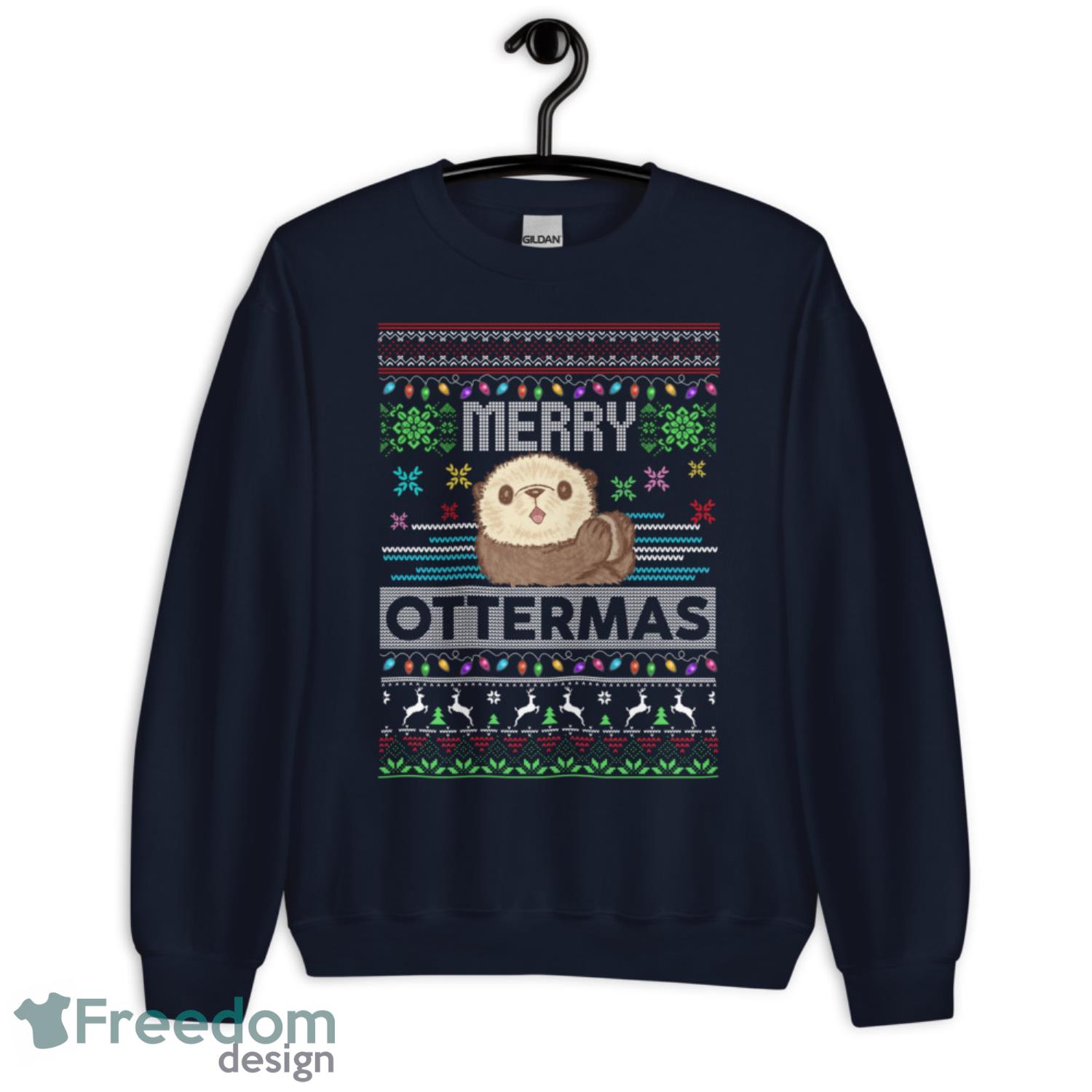 Merry Ottermas Christmas Otter Christmas Ugly Sweatshirt - G185 Unisex Heavy Blend Crewneck Sweatshirt-1