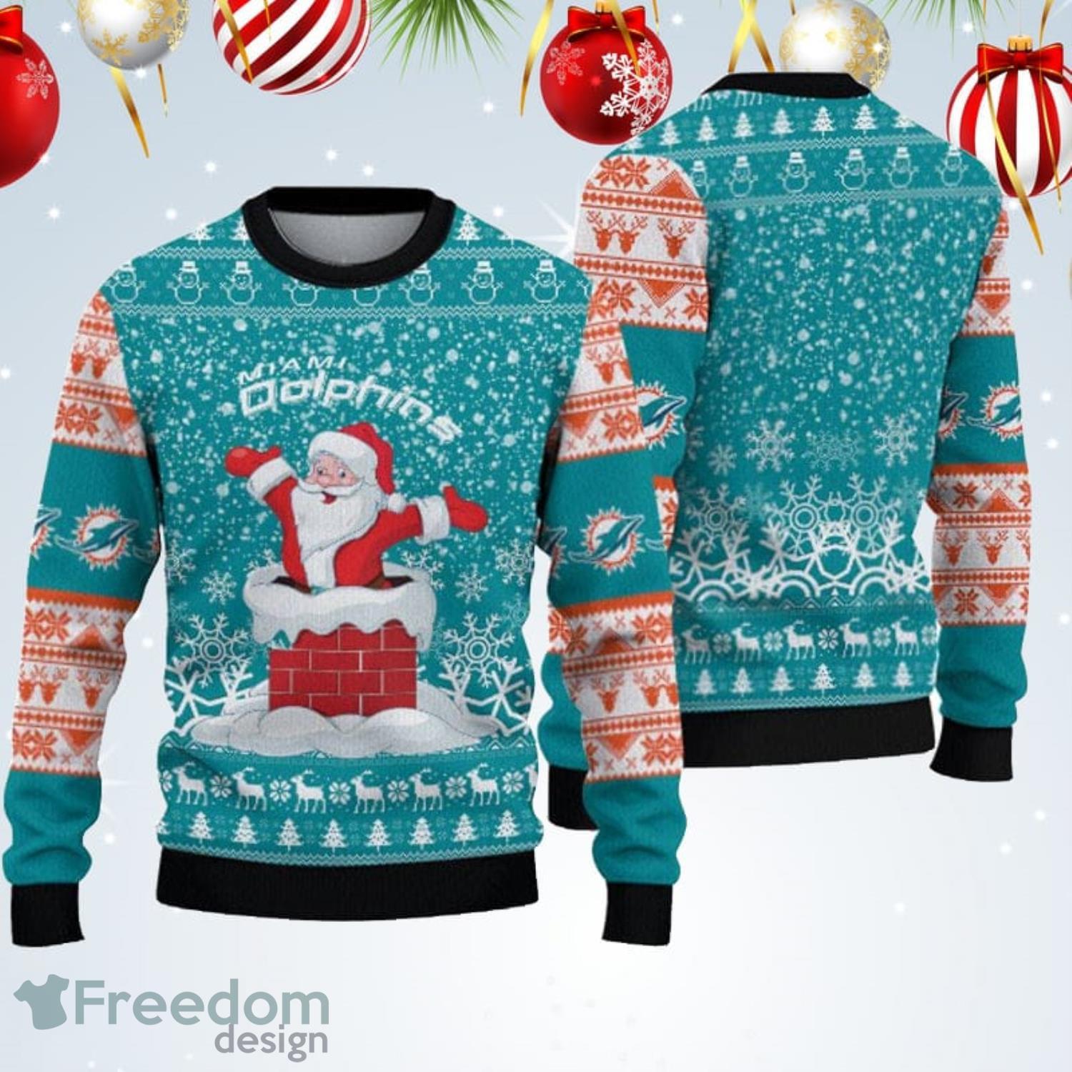 Santa Claus Miami Dolphins toilet Christmas sweater, shirt and hoodie