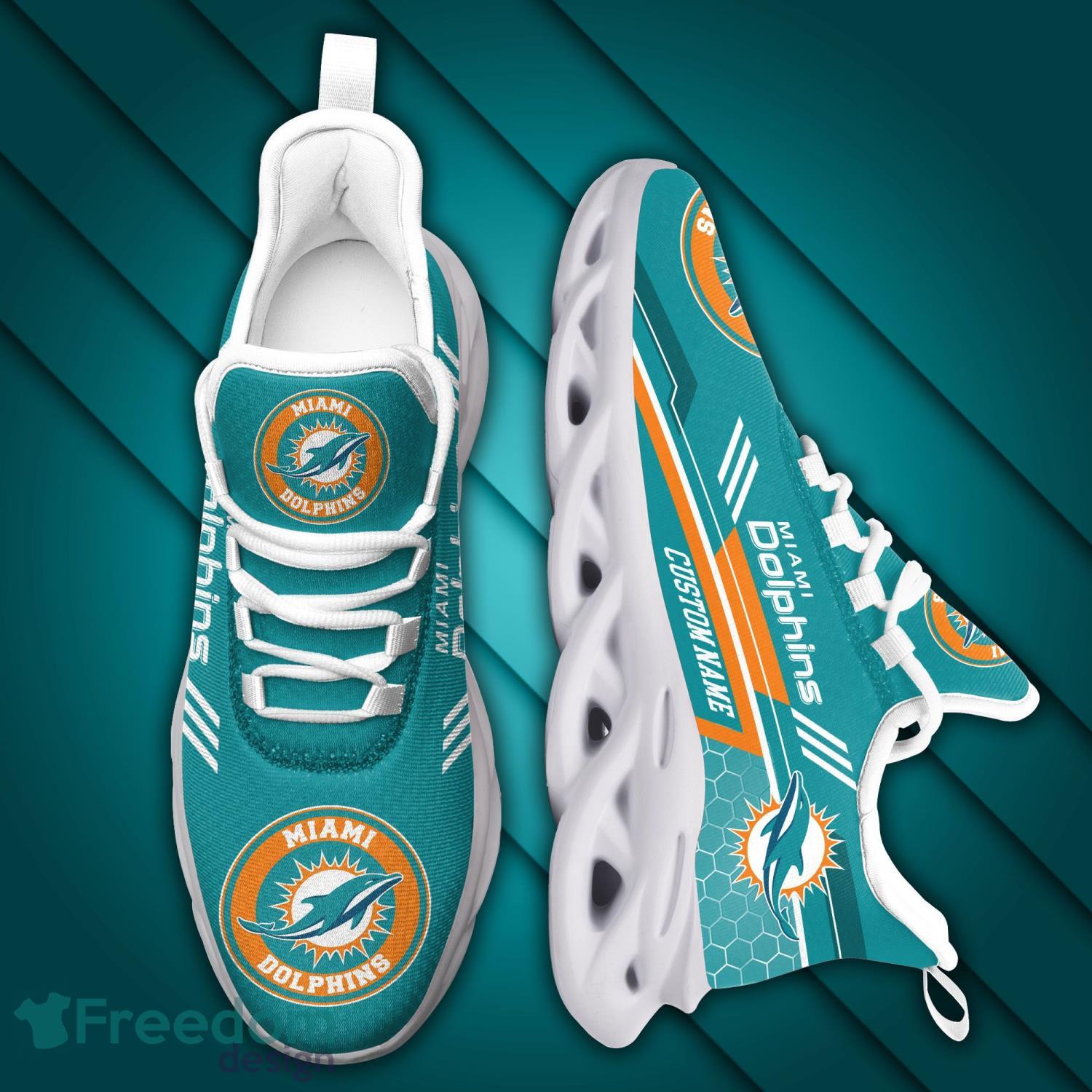 Miami Dolphins NFL Team Luxury Brand Sneakers Custom Name Air Cushion Shoes  For Fans - Banantees