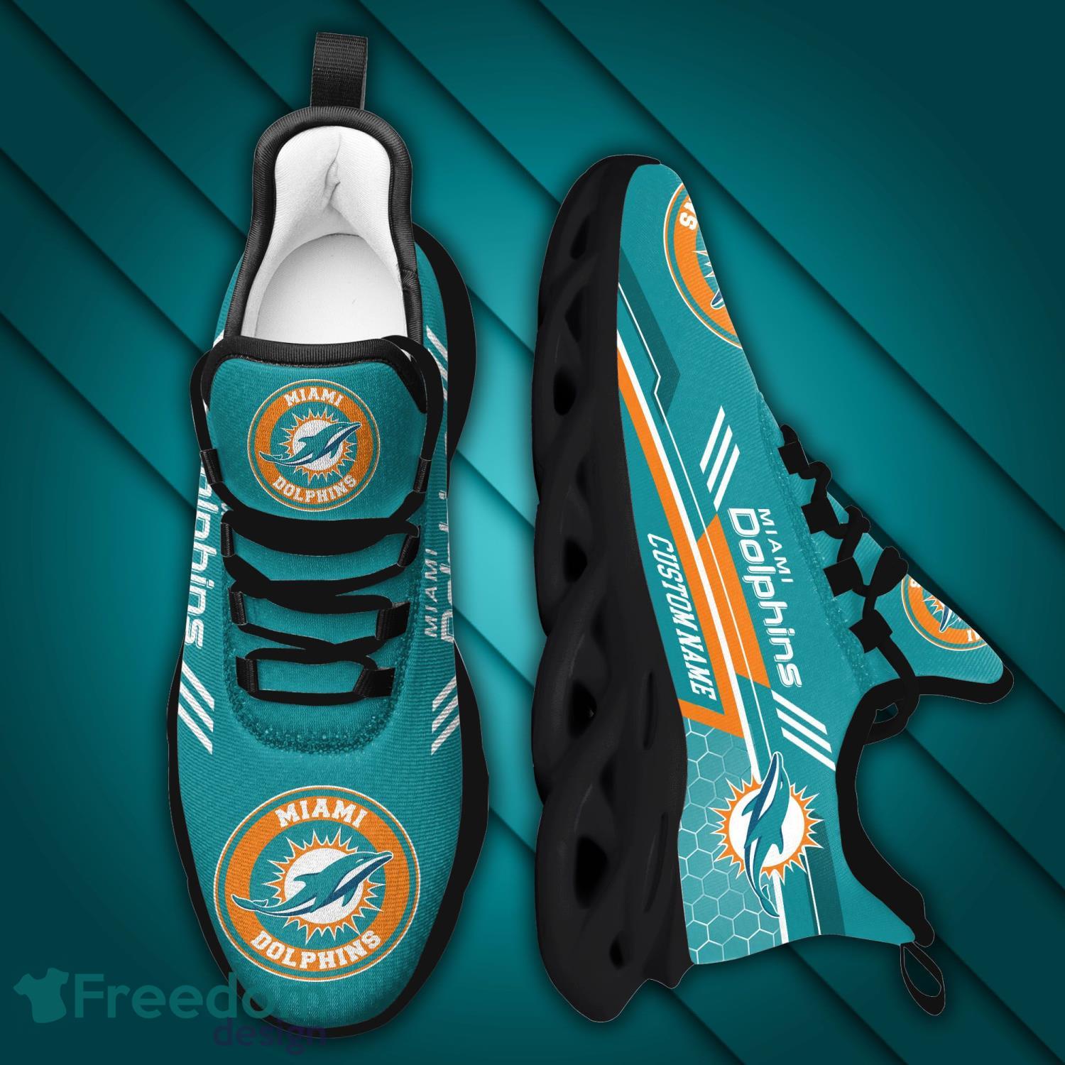 Miami Dolphins Custom Name NFL Neon Light Max Soul Shoes Gift For Fans  Running Sneaker - Freedomdesign