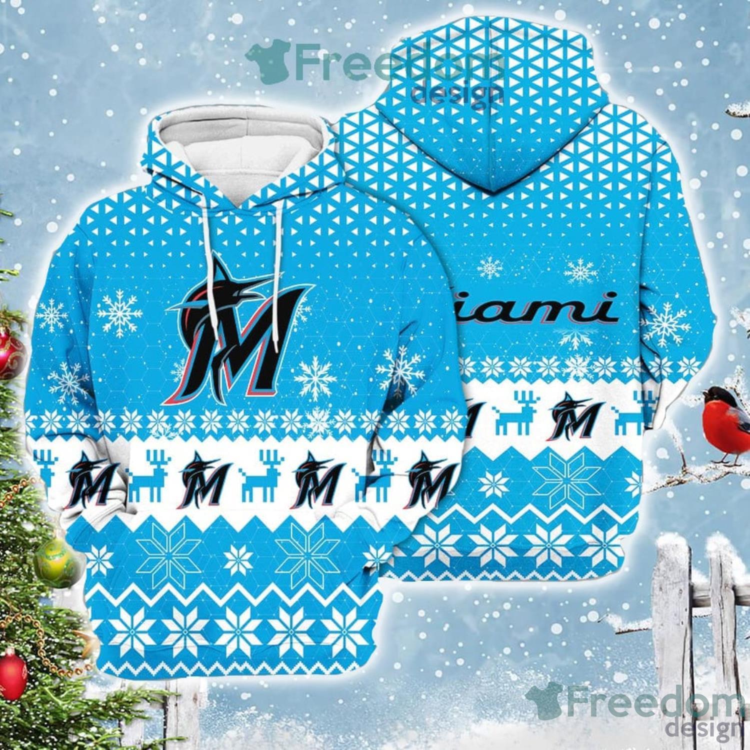 Miami Marlins Blue Black Custom Hoodie 3d - T-shirts Low Price