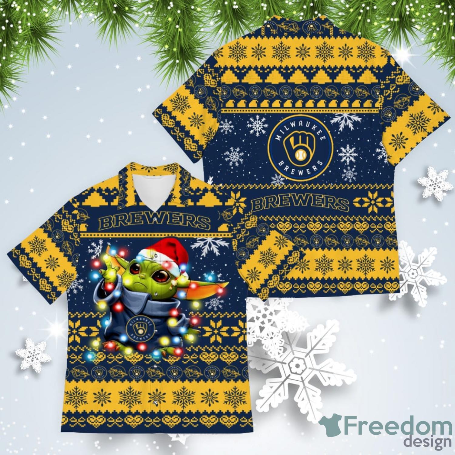 Milwaukee Brewers Baby Yoda Star Wars Christmas Hawaiian Shirt -  Freedomdesign