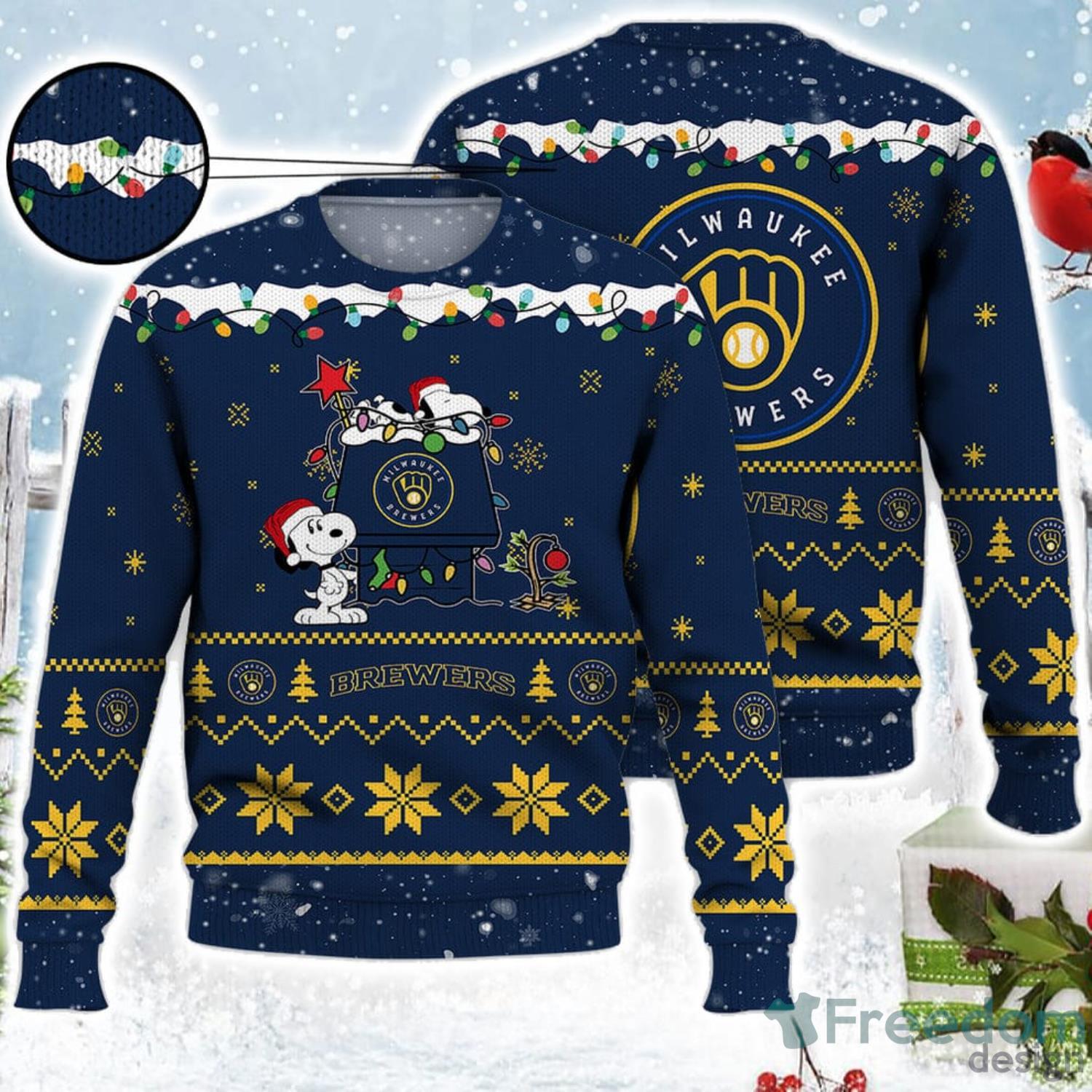 Snoopy Milwaukee Brewers Ugly Christmas Sweater 2023 Christmas Gift