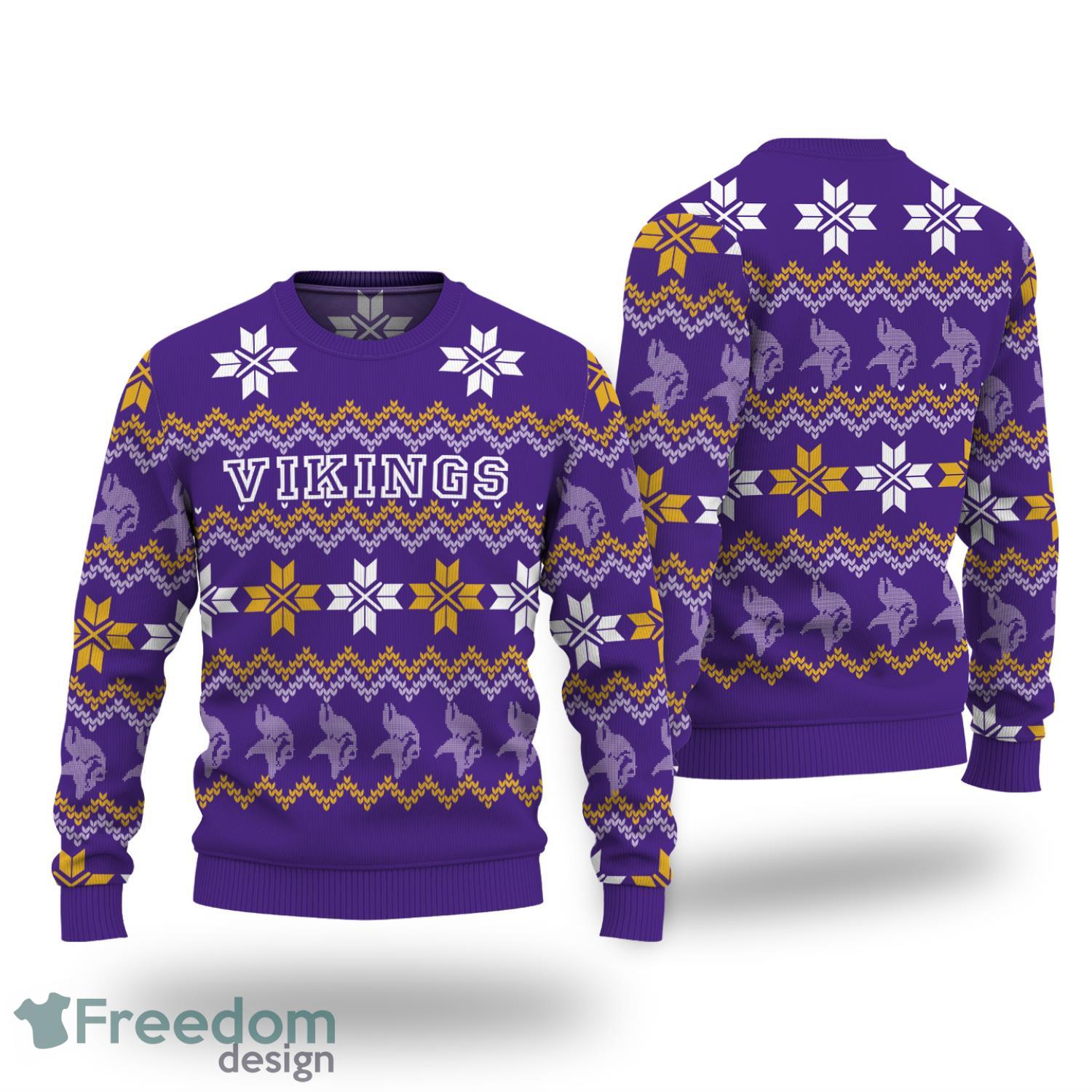 Minnesota Viking Wool Knitting Pattern Christmas Ugly Sweater Product Photo 1