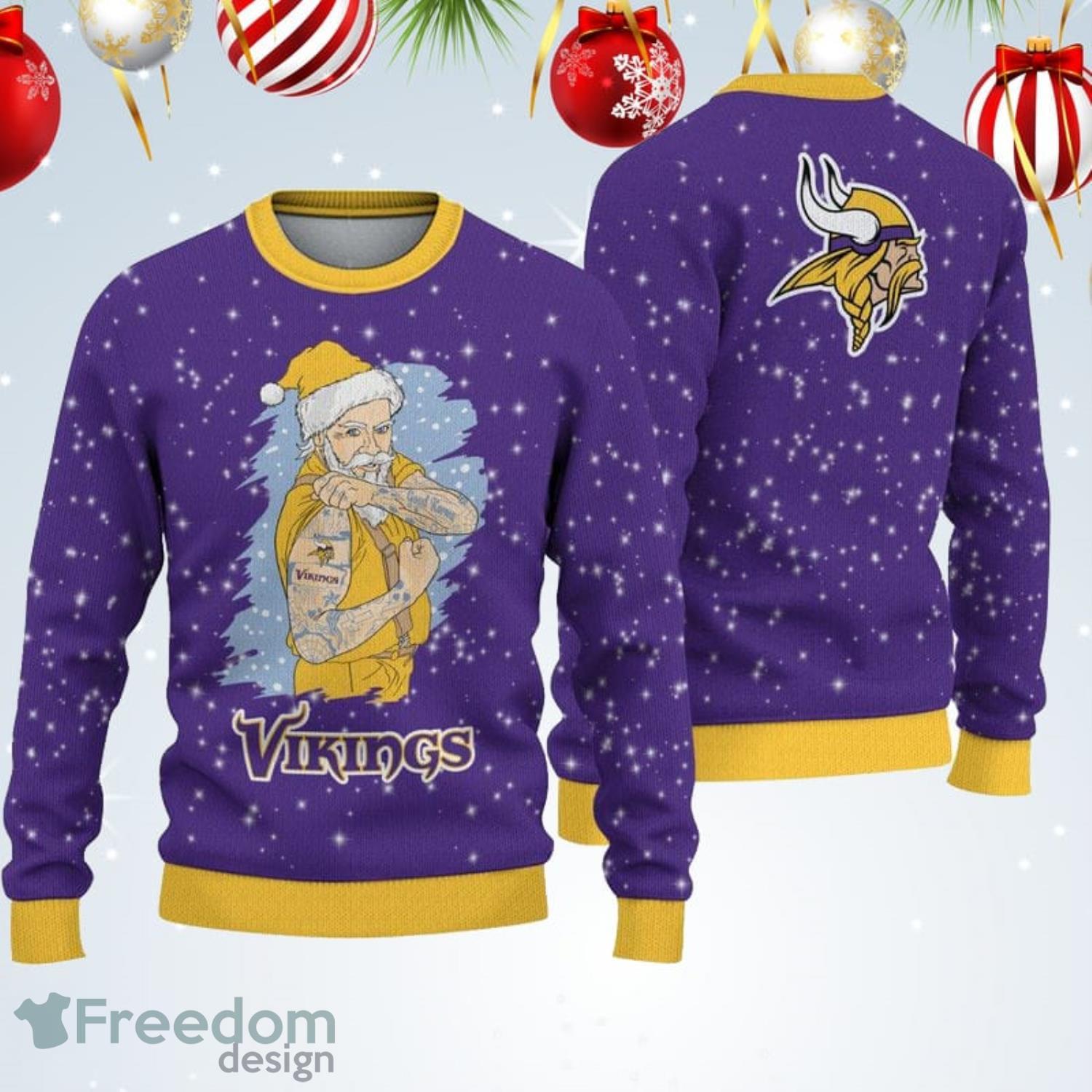 Minnesota Vikings Wreath Christmas Pattern Ugly Sweater