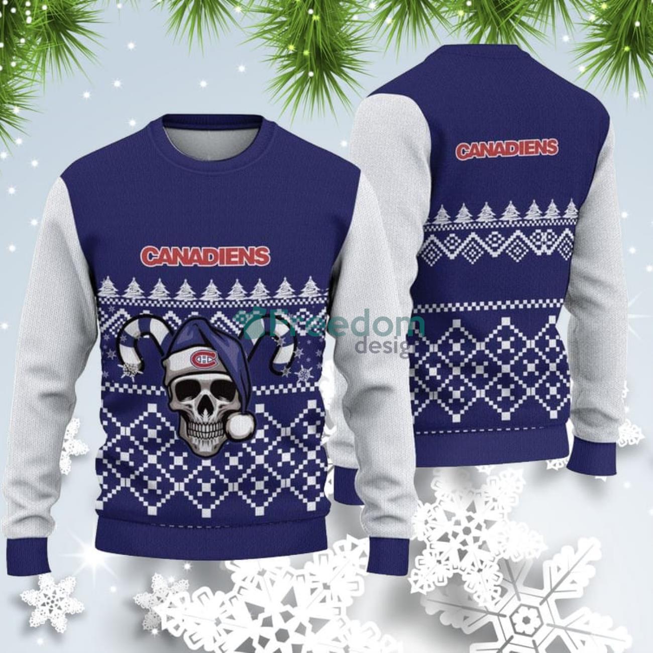 New England Patriots Skull Pattern Ugly Christmas Sweater - Limotees