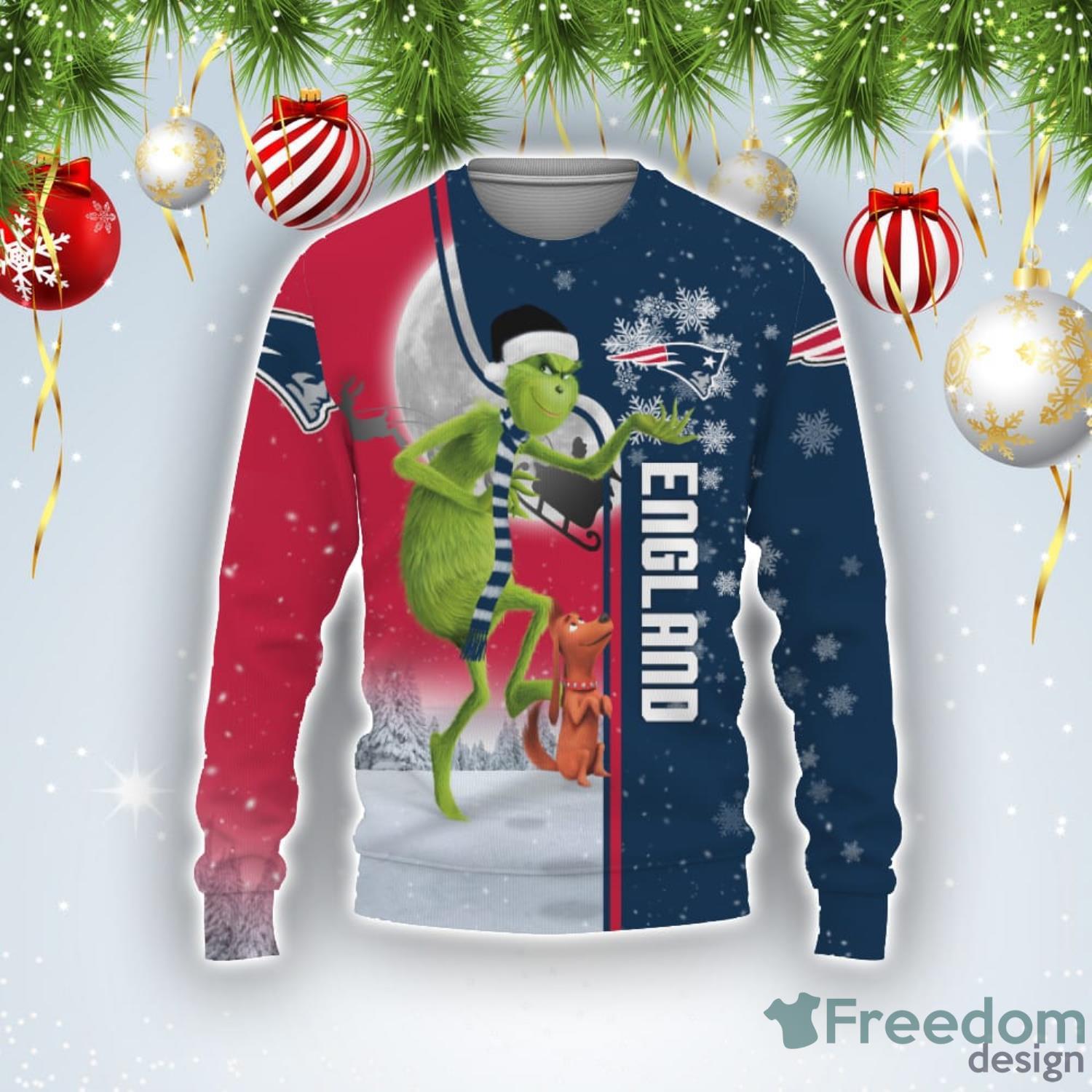 NFL Grinch Drink Up New England Patriots Custom Ugly Christmas