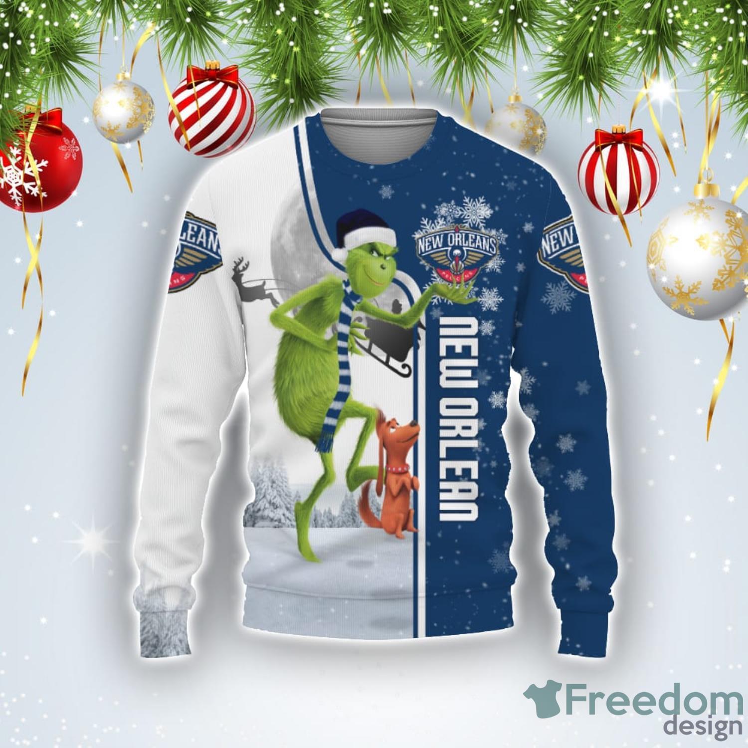 New Orlean Pelicans NBA Funny Grinch Ugly Christmas Sweater Product Photo 1 New Orlean Pelicans NBA Funny Grinch Ugly Christmas Sweater Product Photo 1
