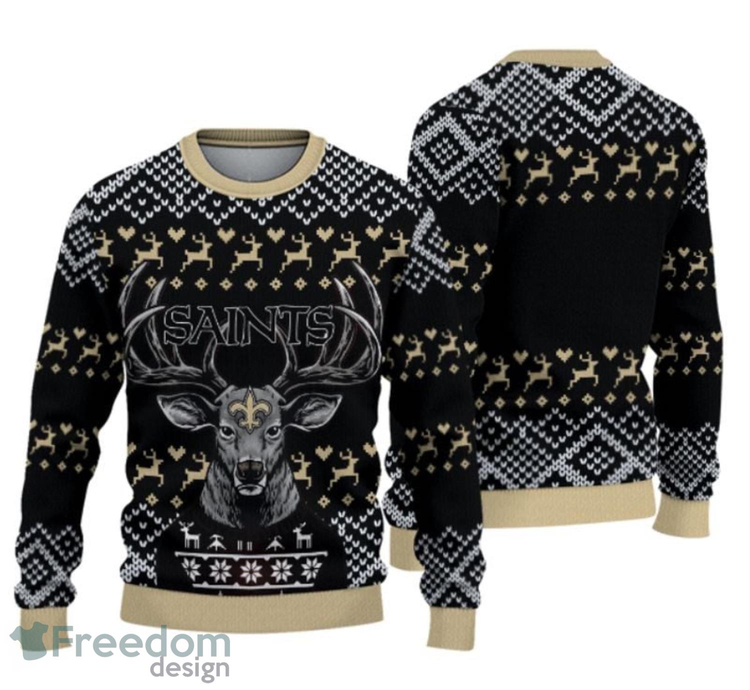 New Orleans Saints Christmas Cool Reindeer Ugly Christmas Sweater Product Photo 1