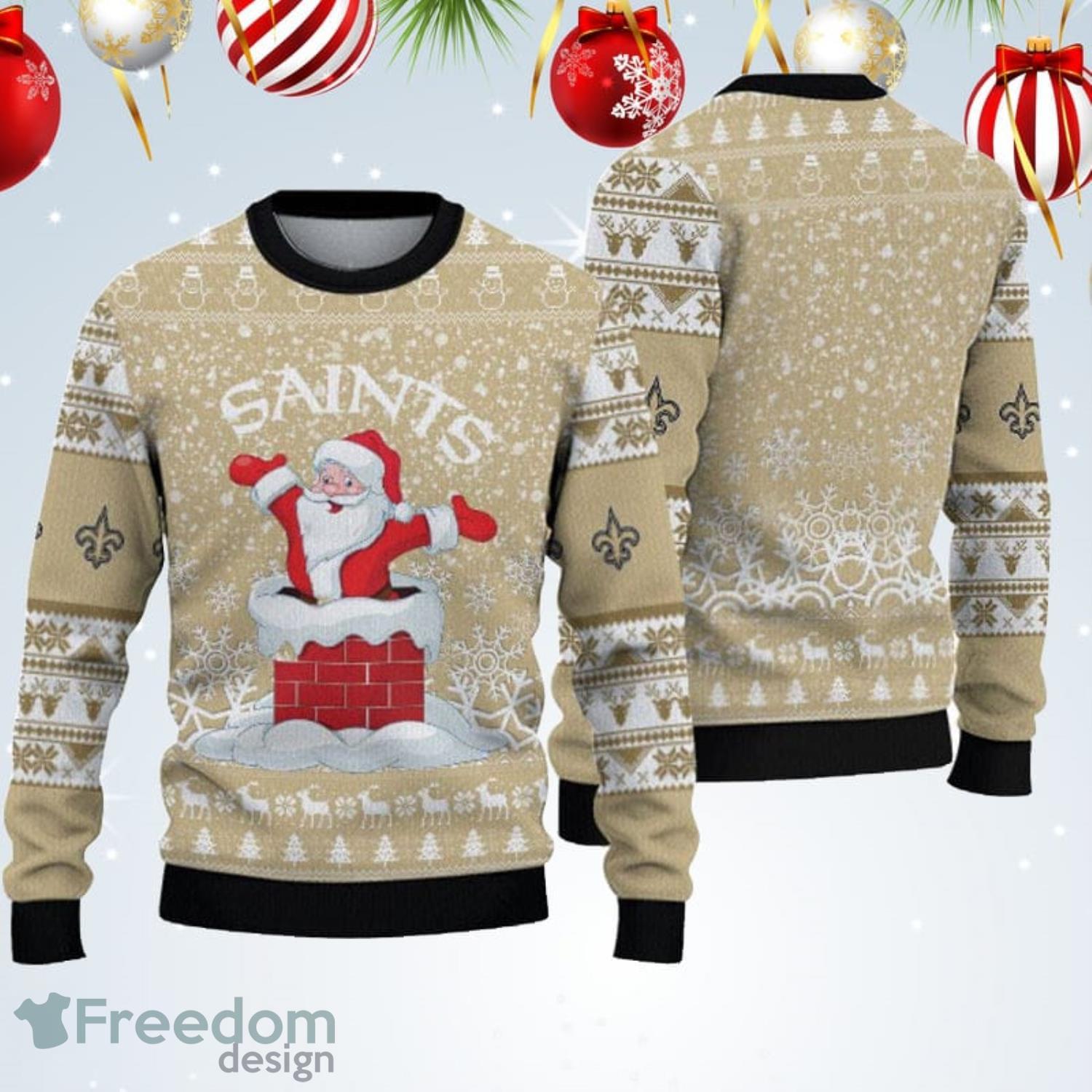 New Orleans Saints Christmas Santa Claus Ugly Christmas Sweater Product Photo 1