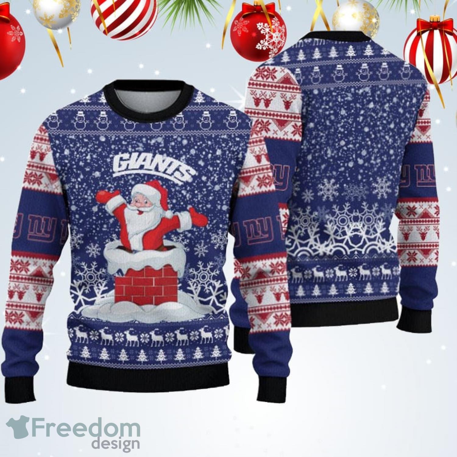 New York Giants Christmas Santa Claus Ugly Christmas Sweater Product Photo 1