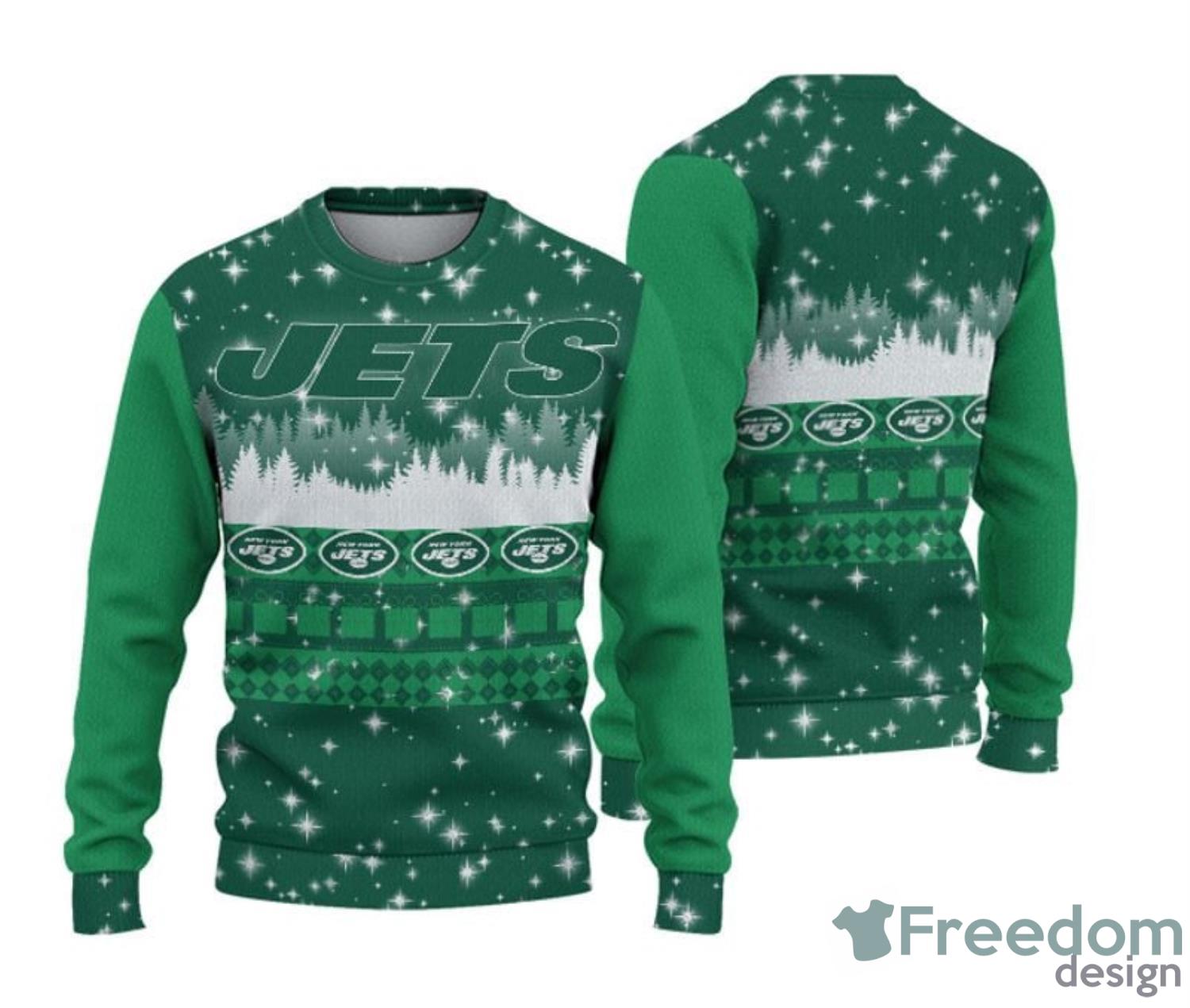 New York Jets Christmas Snow Heart Pattern Ugly Christmas Sweater -  Freedomdesign