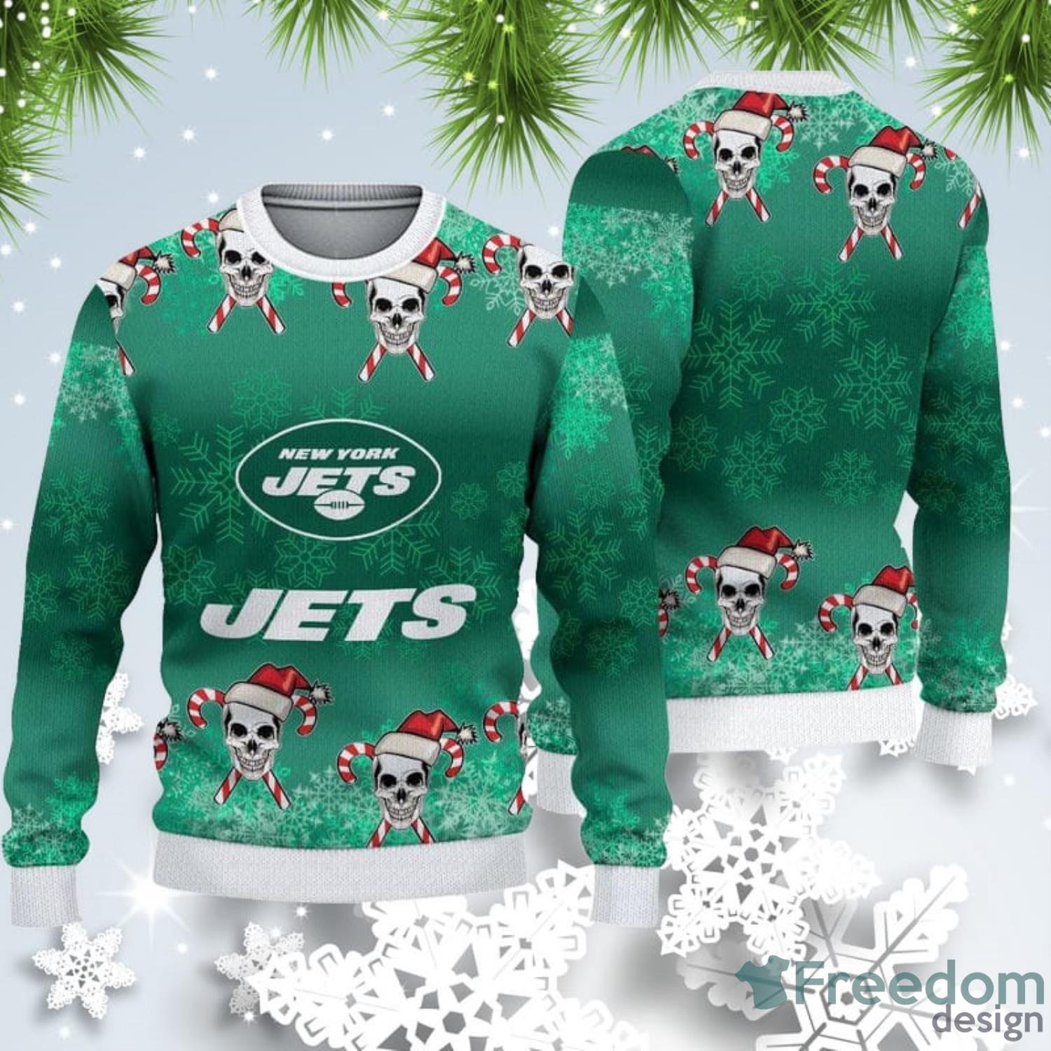 New York Jets Logo Sport Team Christmas Reindeers Pattern Ugly Christmas  Sweater