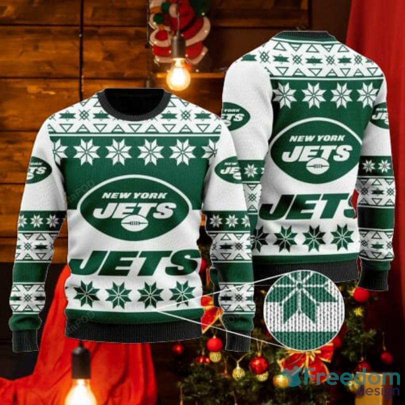 New York Jets White Green NFL Ugly Christmas Sweater - Freedomdesign