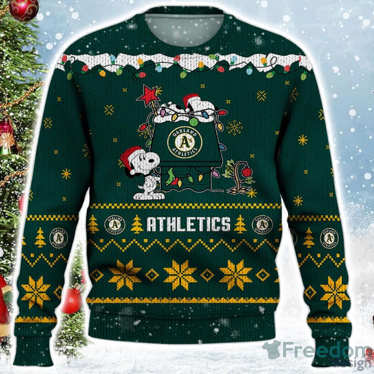 Snoopy Oakland Athletics Christmas AOP Sweater