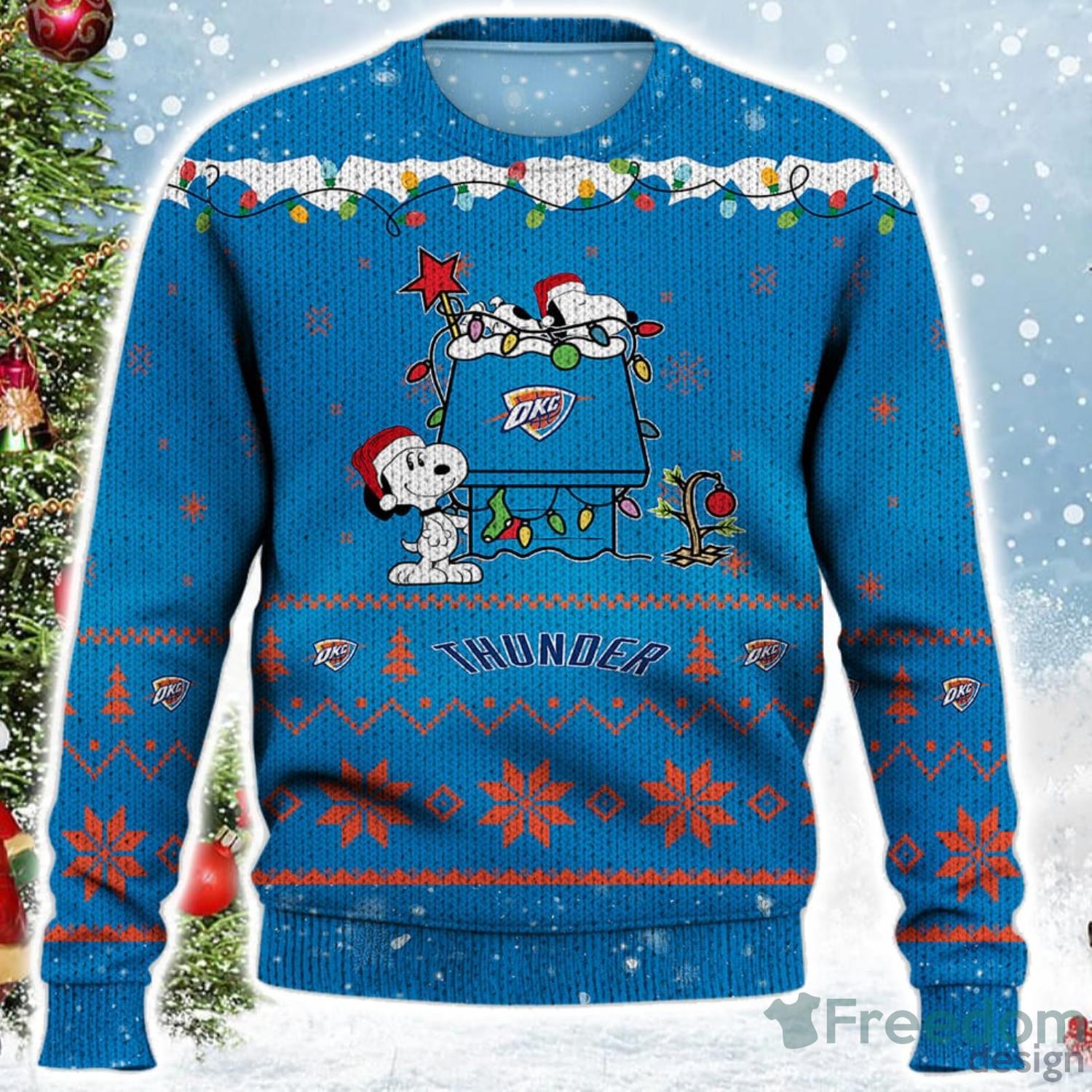 Oakland Athletics Snoopy Christmas Light Woodstock Snoopy Ugly Christmas  Sweater - Freedomdesign