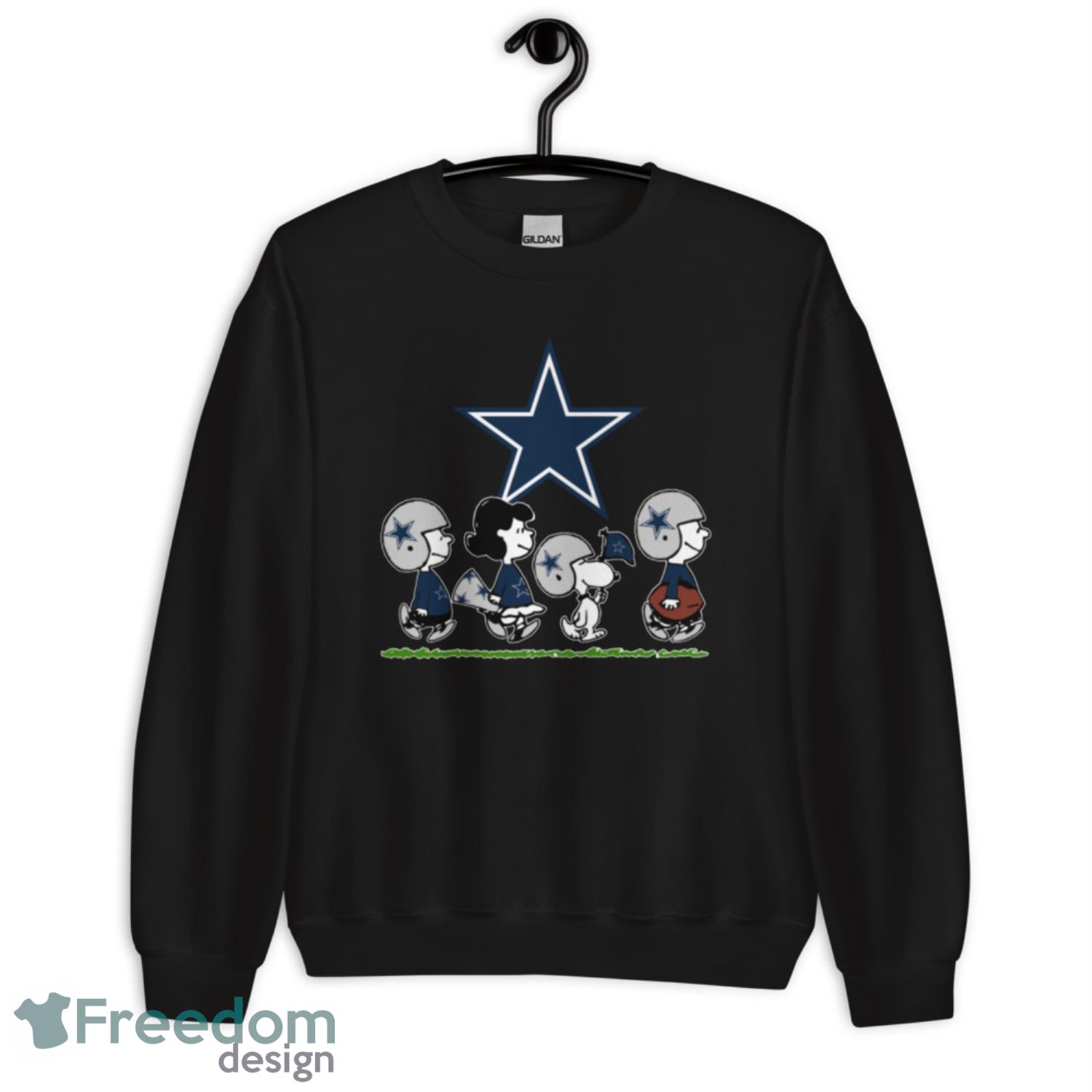 Peanuts Snoopy Friends Football Team Cheer For The Dallas Cowboys Shirt - G185 Unisex Heavy Blend Crewneck Sweatshirt