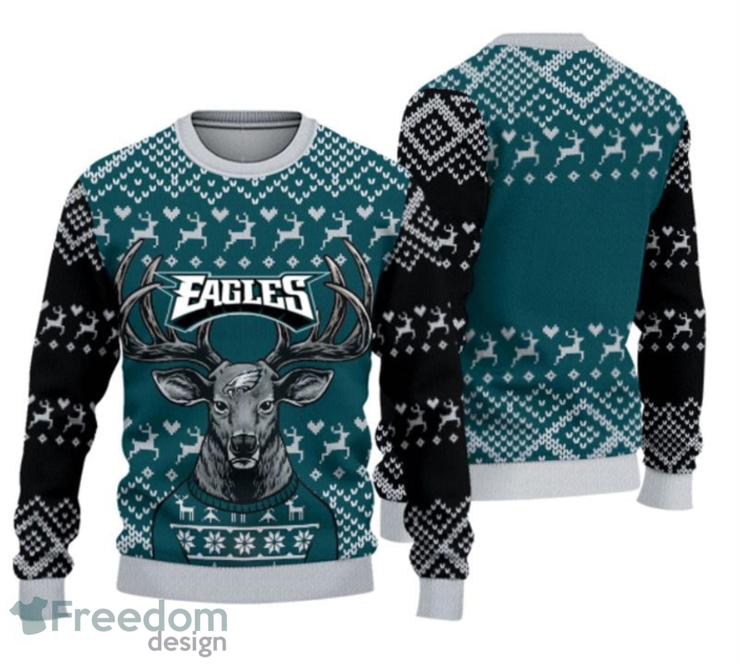Philadelphia Eagles Christmas Cool Reindeer Ugly Christmas Sweater Product Photo 1