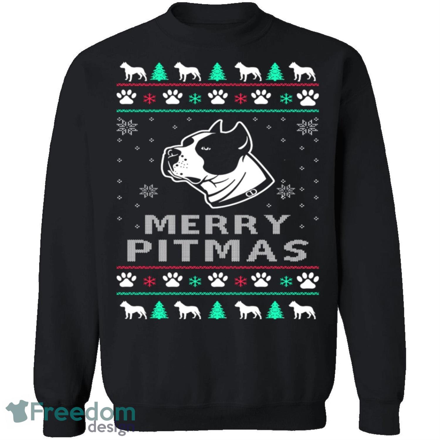 Pitbull Knitting Pattern Ugly Christmas Sweatshirt - pitbull-knitting-pattern-ugly-christmas-sweatshirt-2