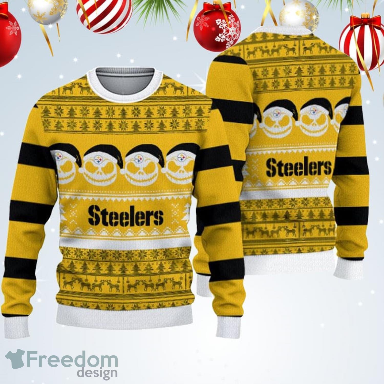 Pittsburgh Steelers Jack Skellington Face Pattern Ugly Christmas Sweater -  Freedomdesign