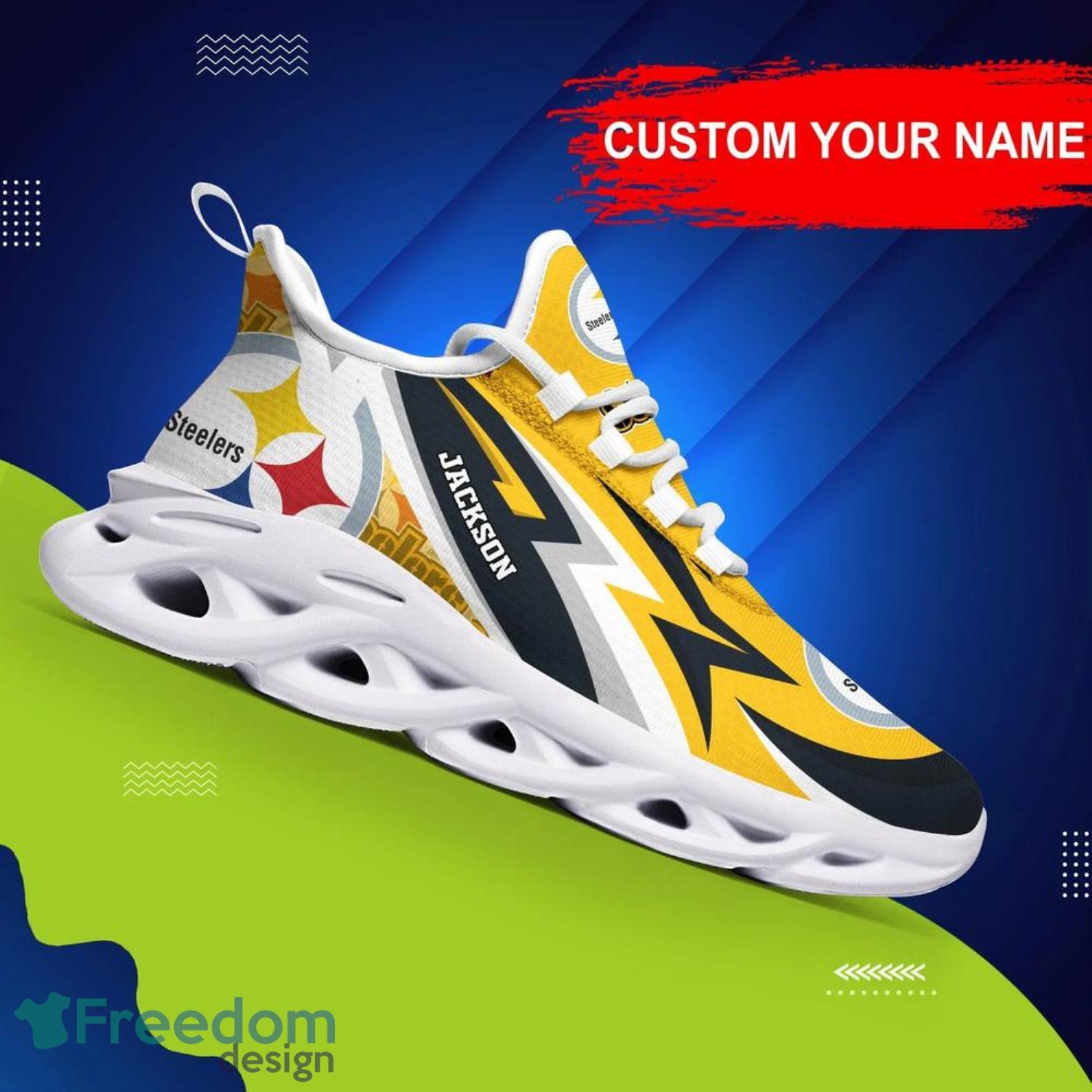 Pittsburgh Steelers Custom Name For Fans NFL Max Soul Shoes Men