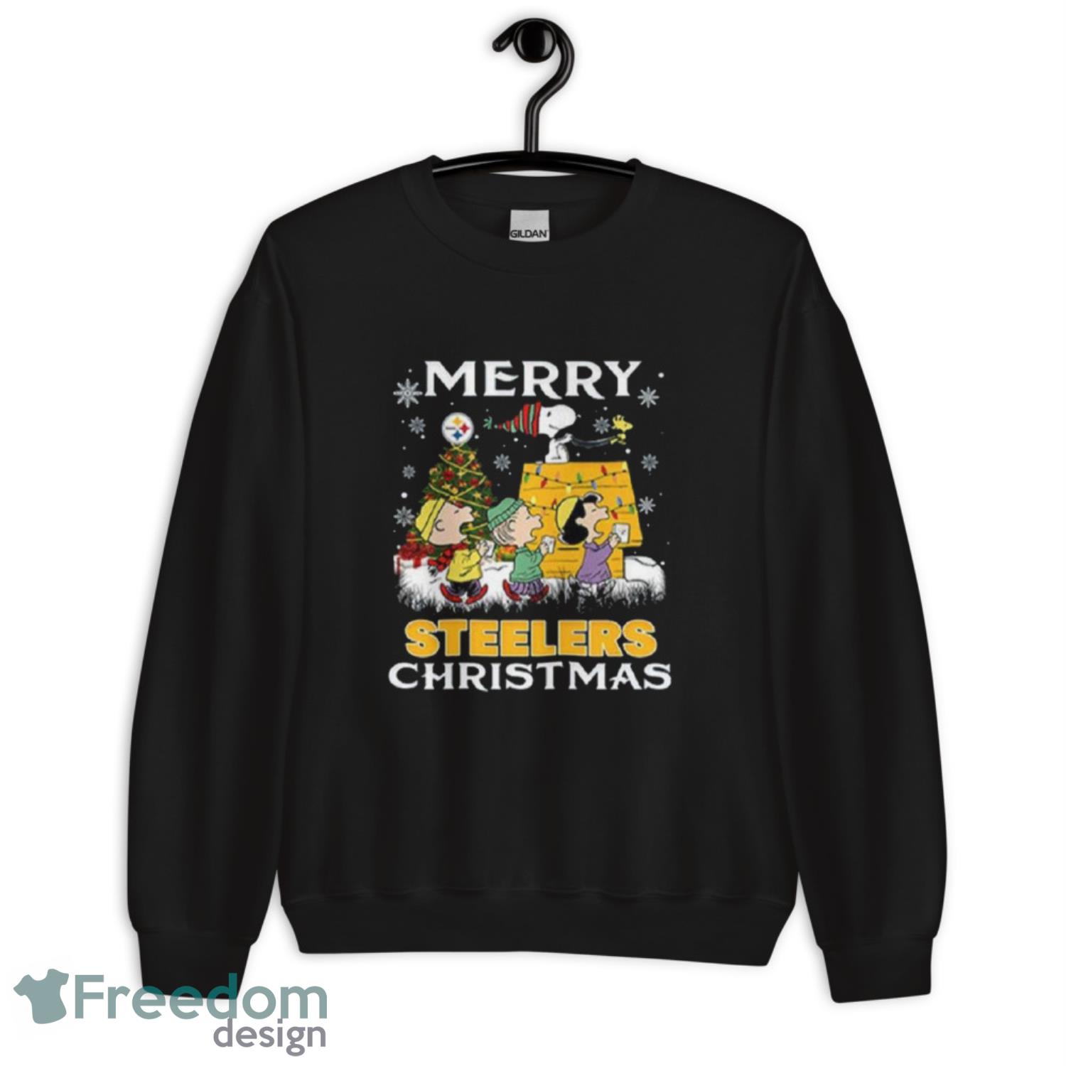 Pittsburgh Steelers Snoopy Merry Christmas Shirt - G185 Unisex Heavy Blend Crewneck Sweatshirt
