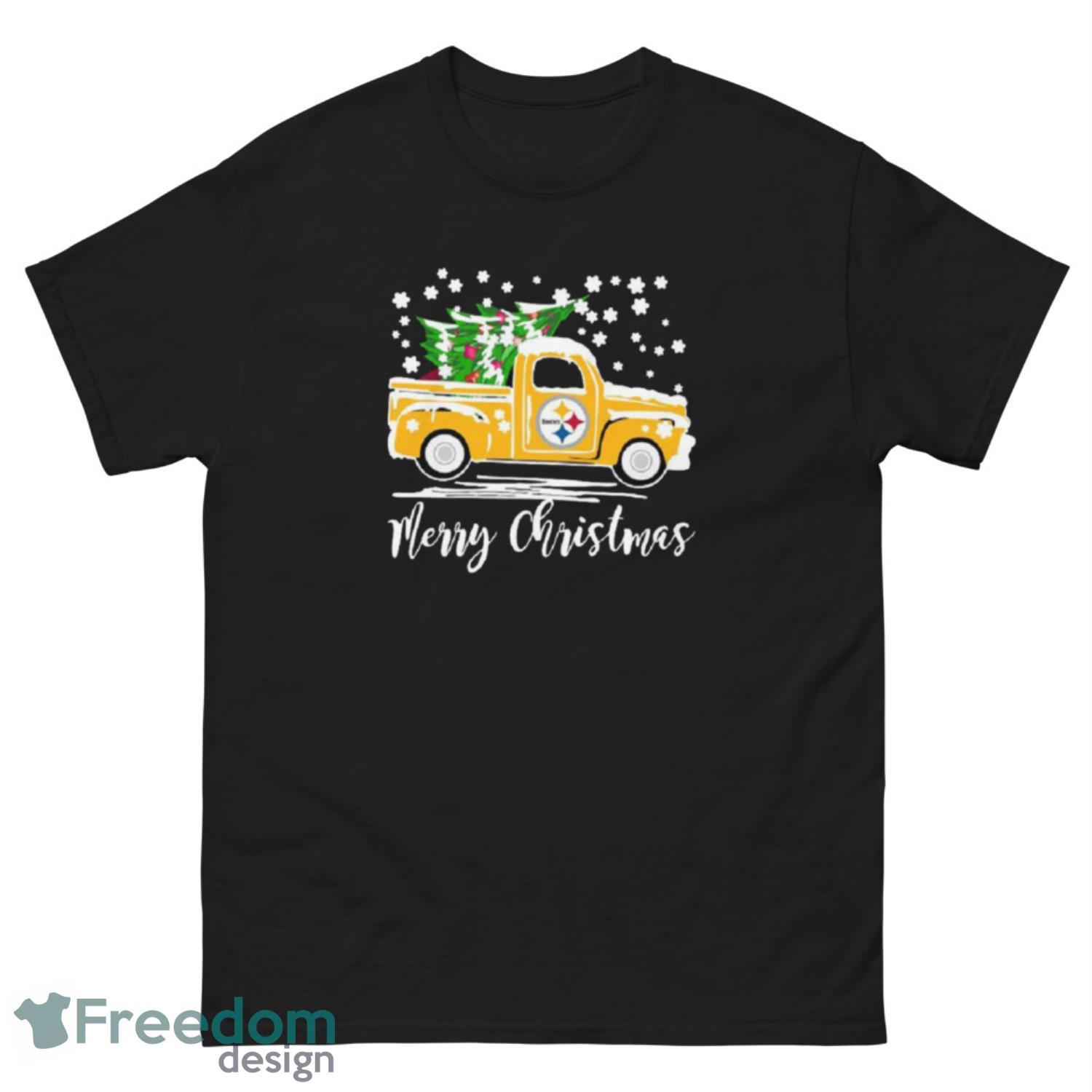 Pittsburgh Steelers Vintage Car Carrying Christmas Tree Shirt