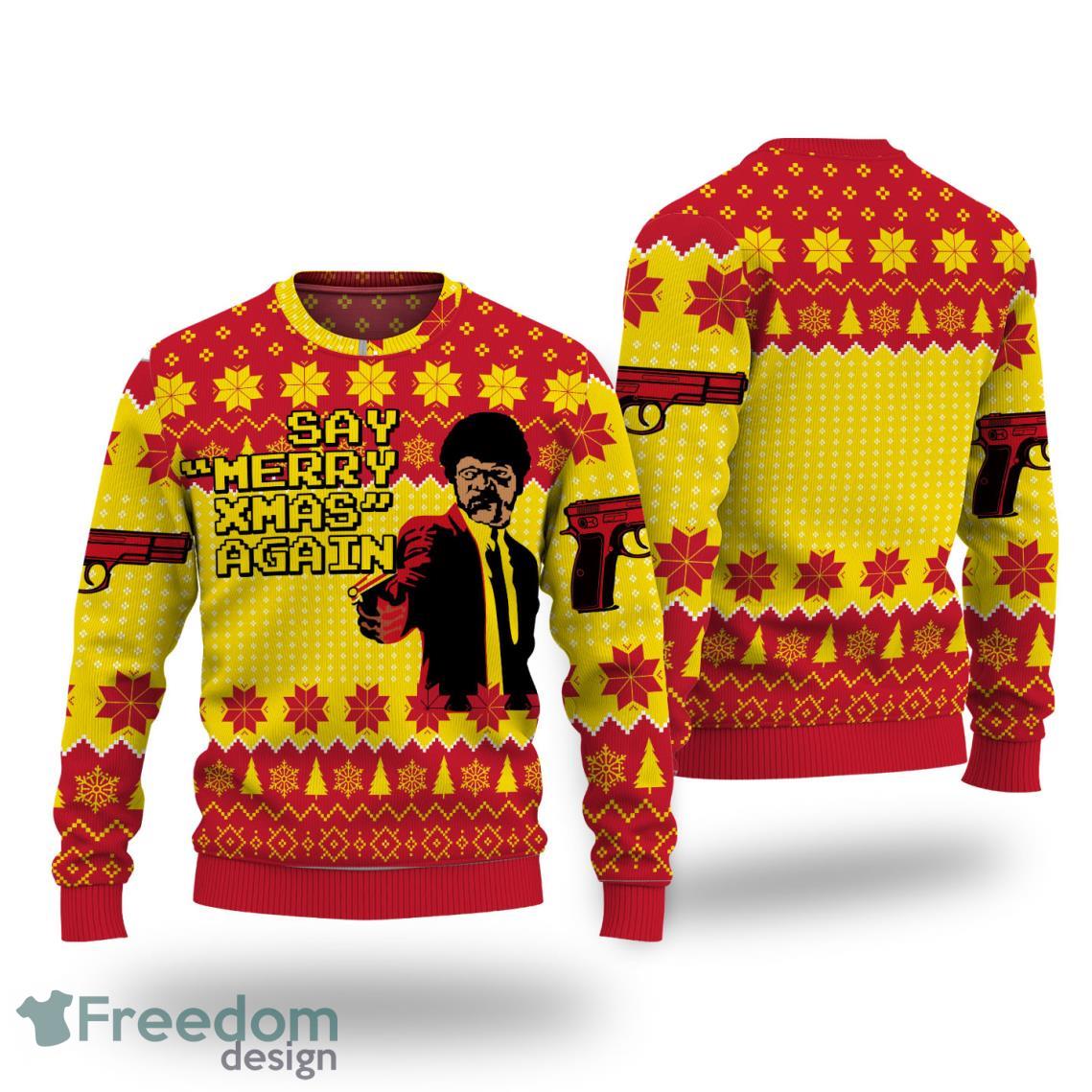 Pulp Fiction Say Merry Xmas Christmas Again Sweater Product Photo 1