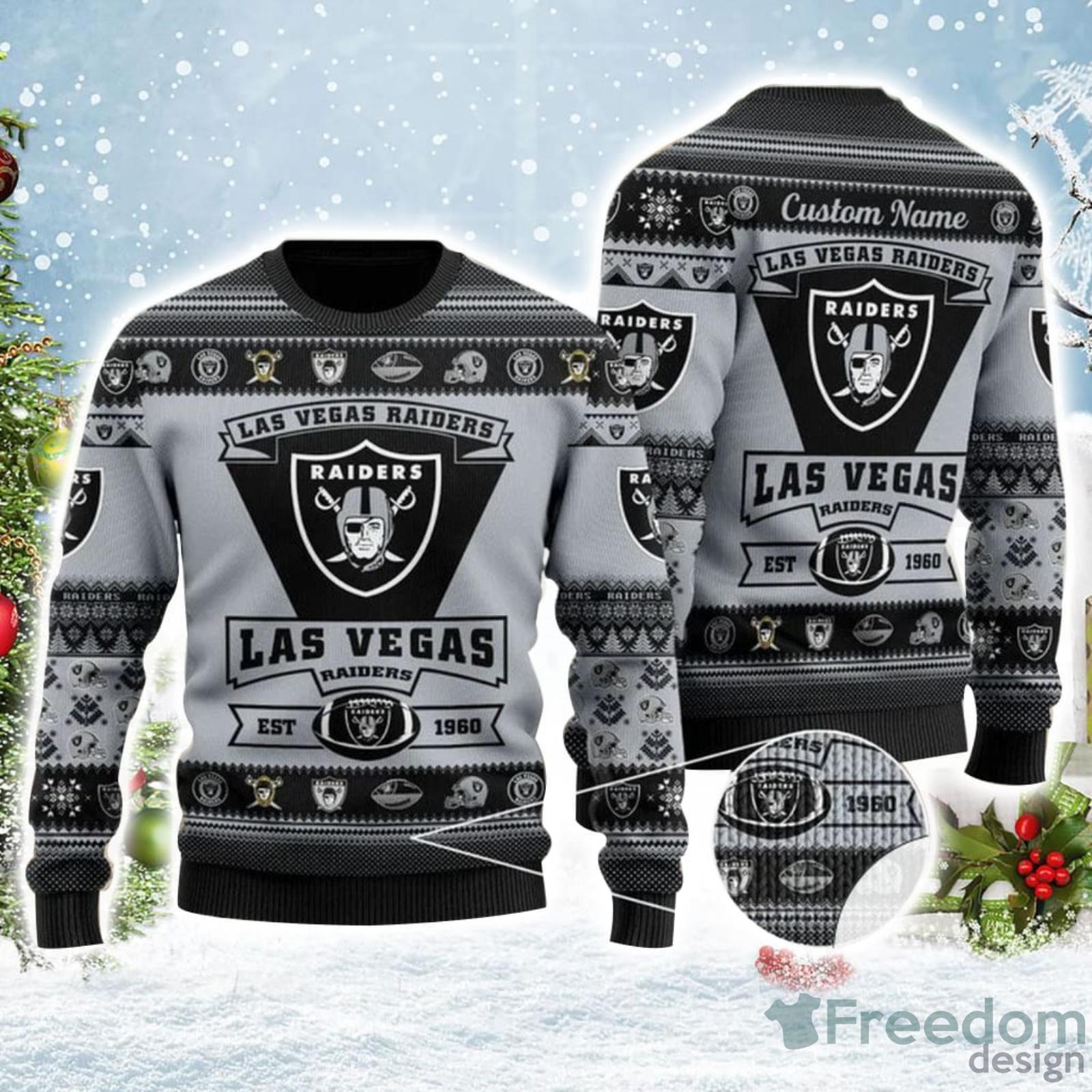 Raiders Ugly Sweater Football Team Logo Personalized Ugly