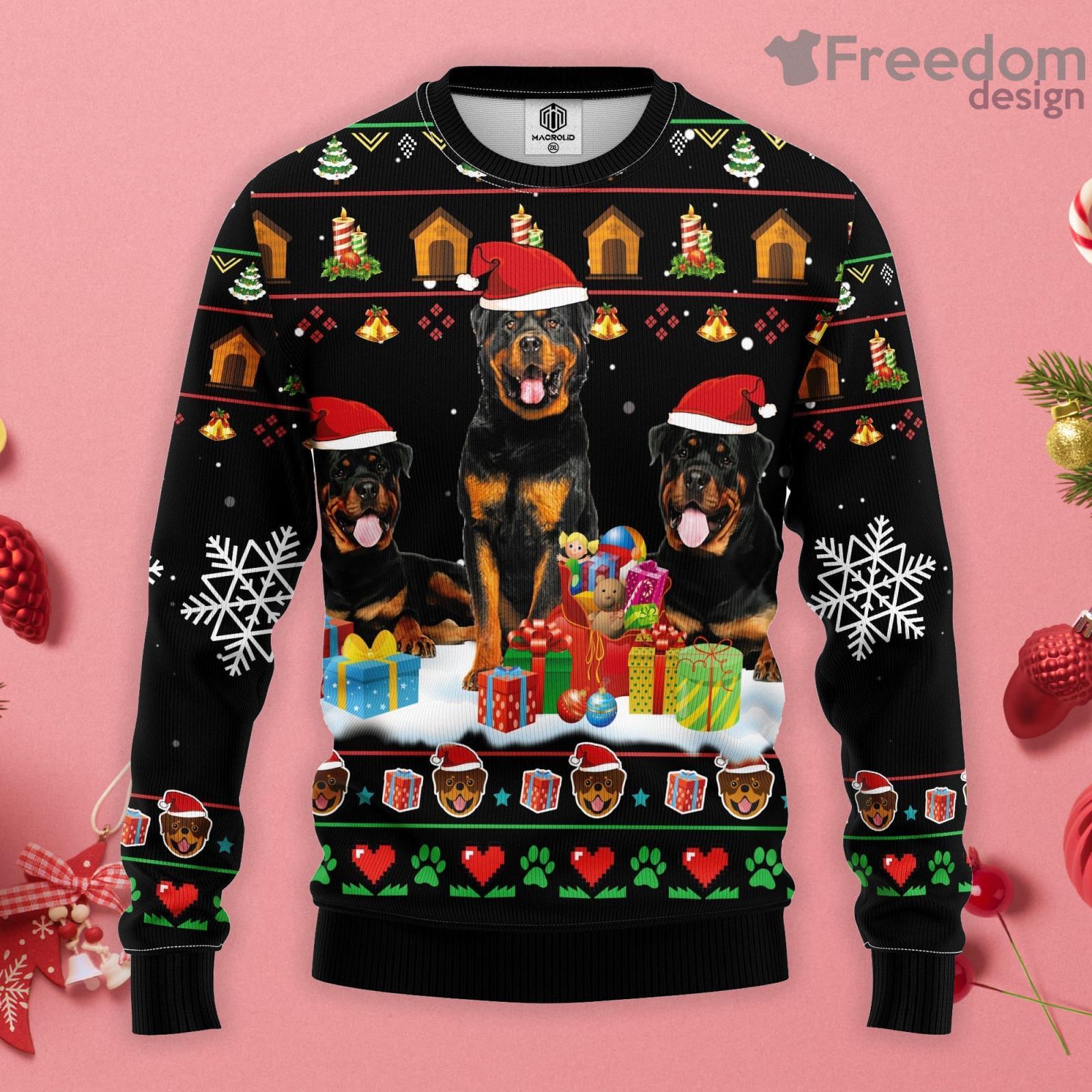 Rottweiler Christmas Gift Dog Lover Ugly Christmas Sweater Product Photo 1 Rottweiler Christmas Gift Dog Lover Ugly Christmas Sweater Product Photo 1