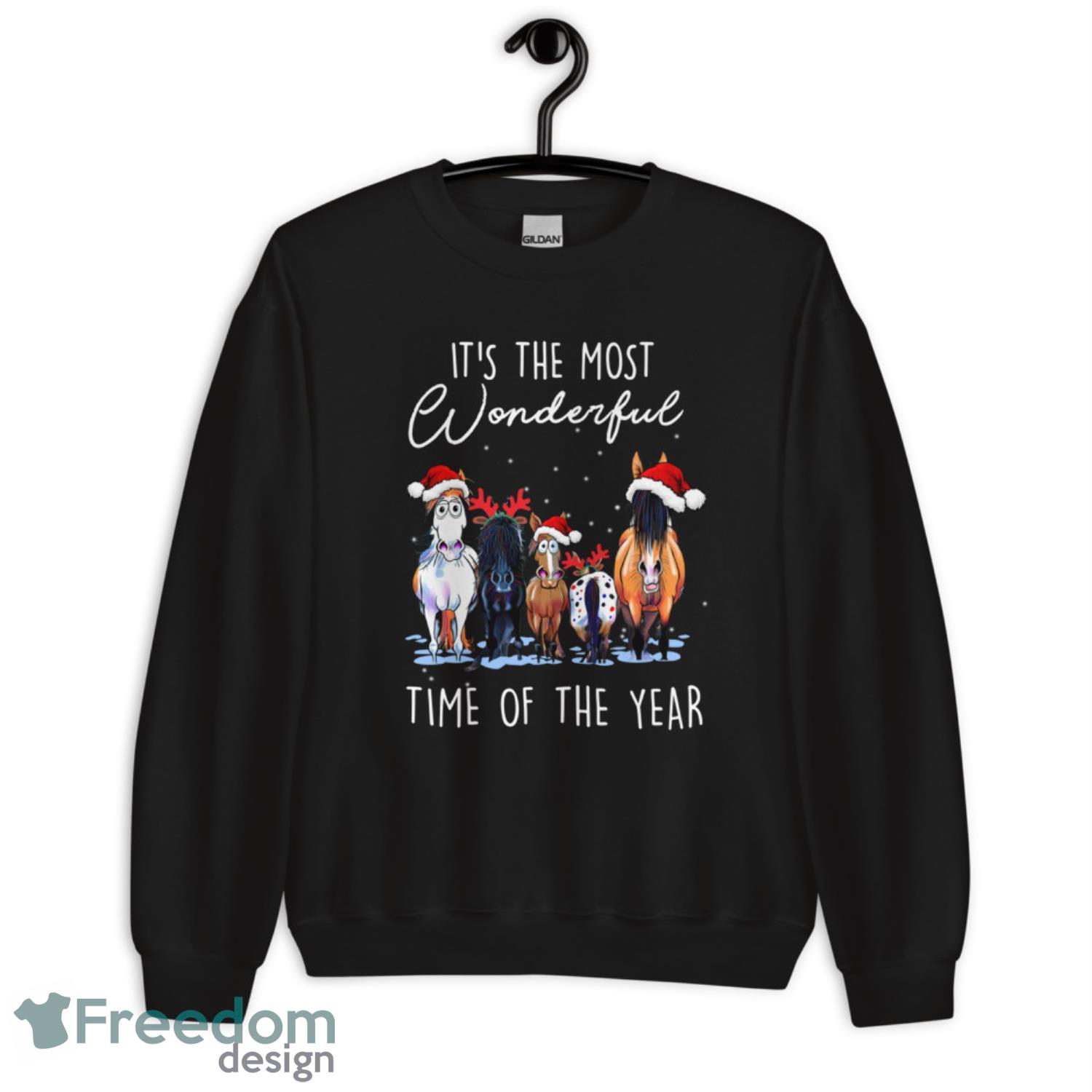 Santa Horses It’s The Most Wonderful Time Of The Year Christmas Sweatshirt - G185 Unisex Heavy Blend Crewneck Sweatshirt