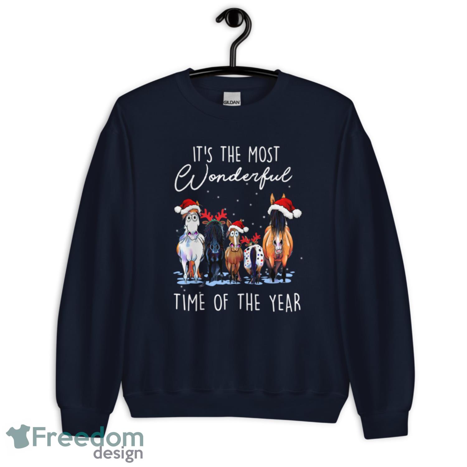 Santa Horses It’s The Most Wonderful Time Of The Year Christmas Sweatshirt - G185 Unisex Heavy Blend Crewneck Sweatshirt-1