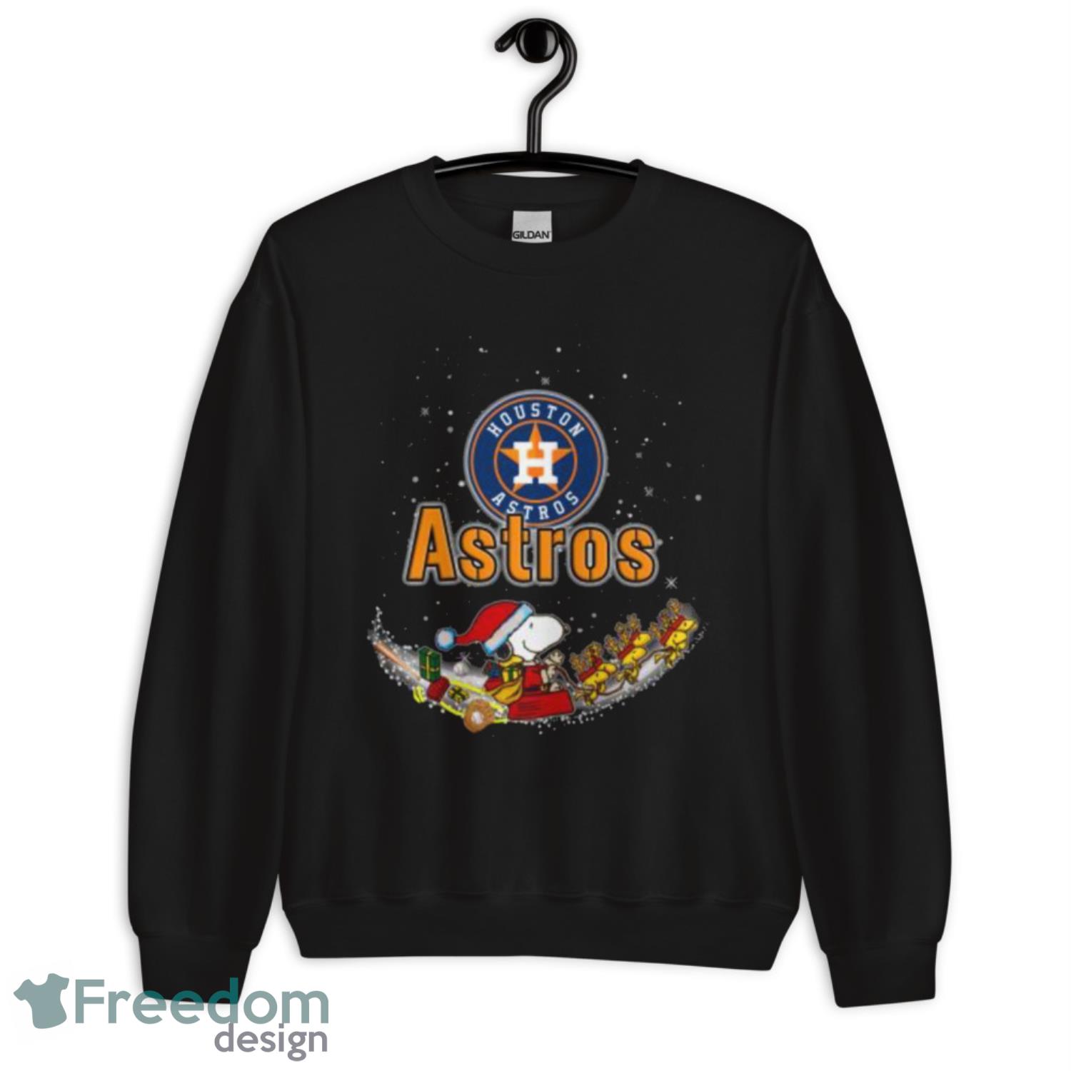 Santa Snoopy And Woodstock Houston Astros 202e Christmasrt Shirt - G185 Unisex Heavy Blend Crewneck Sweatshirt