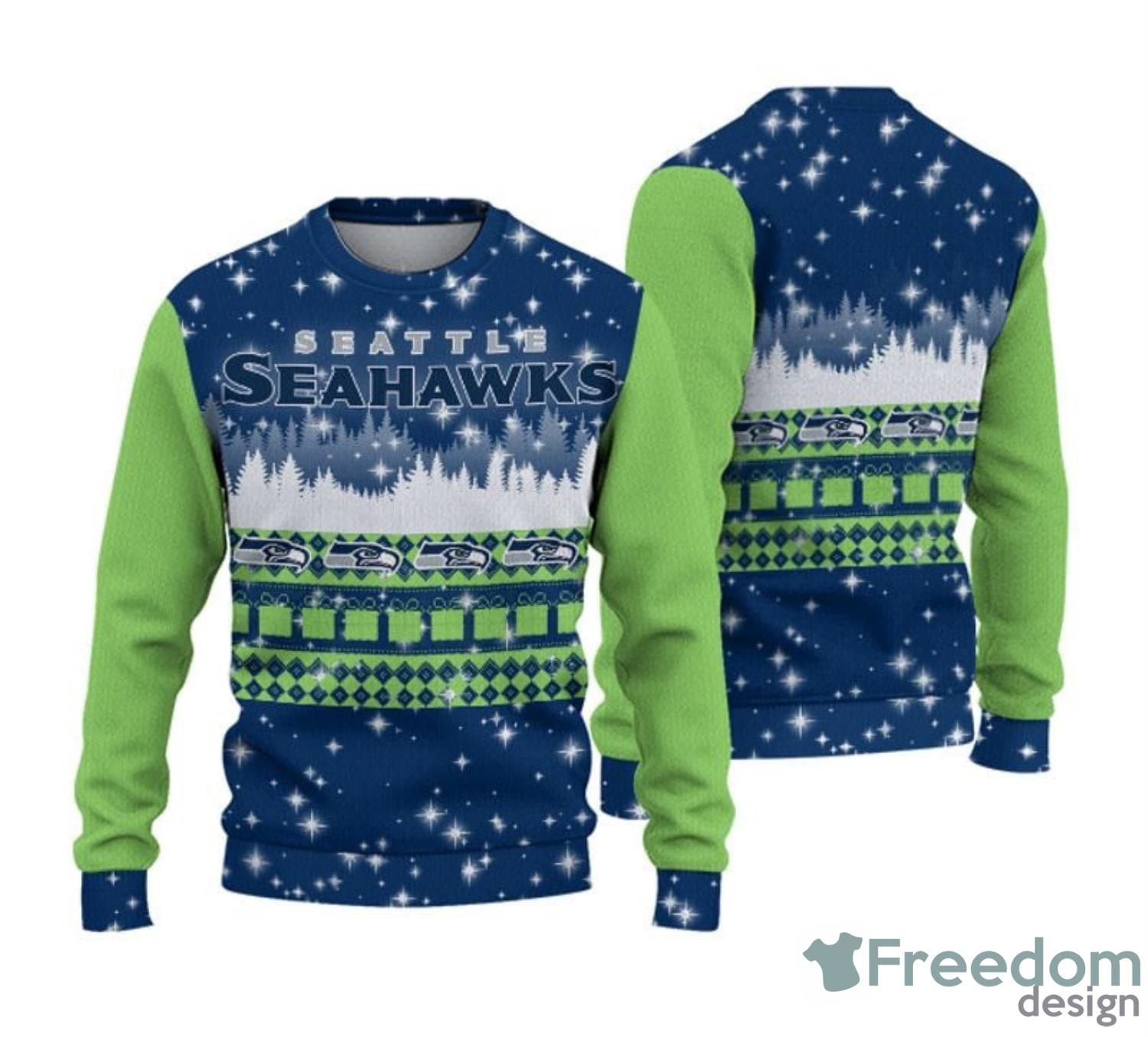 Seattle Seahawks Christmas Reindeer Winter Pattern Ugly Christmas