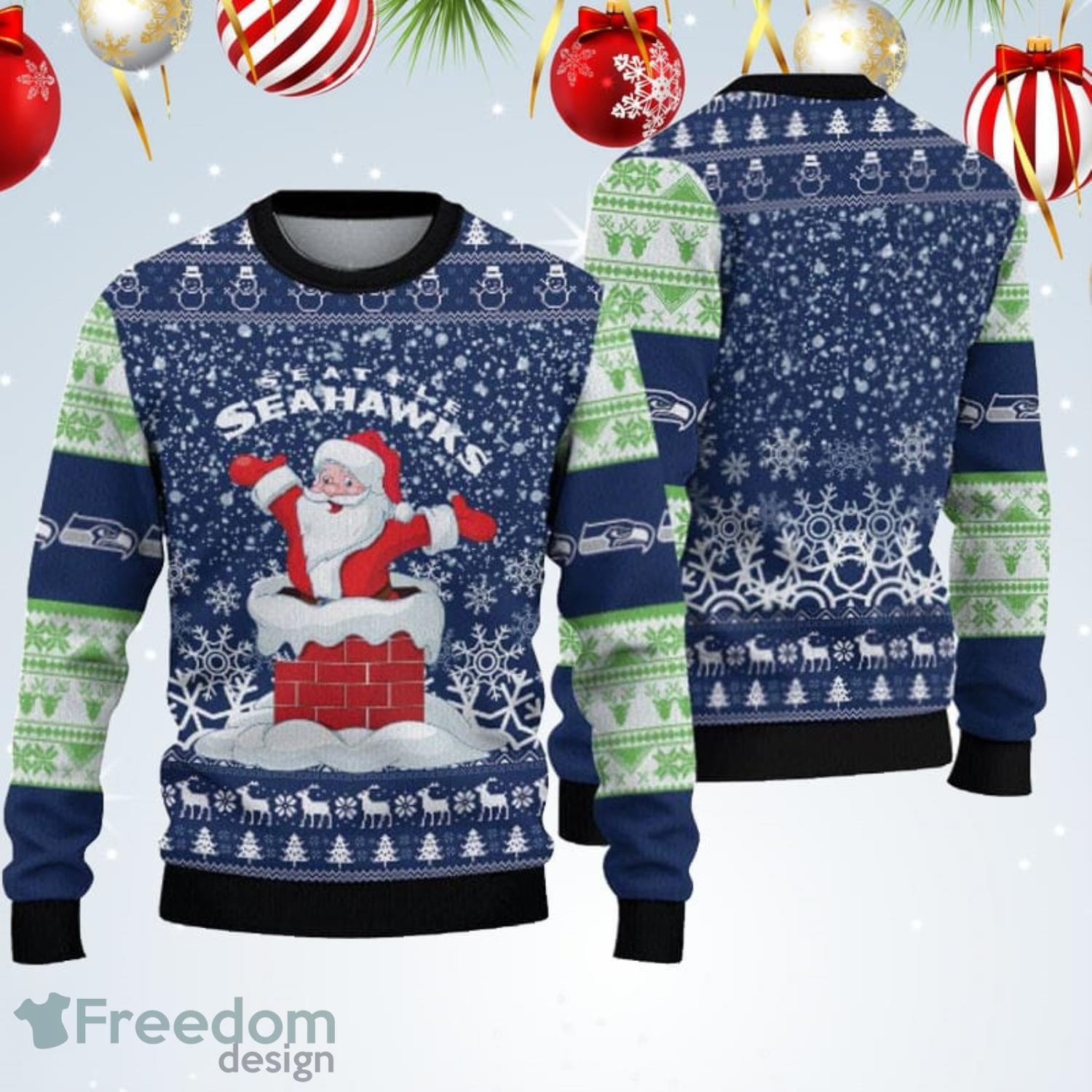 Seattle Seahawks Christmas Santa Claus Ugly Christmas Sweater -  Freedomdesign