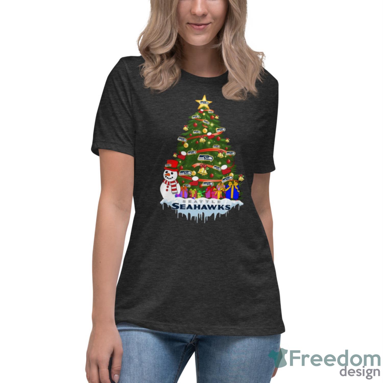 Seattle Seahawks Merry Christmas Nfl Football Sports Shirt - Womens Relaxed Short Sleeve Jersey Tee-1 Seattle Seahawks Merry Christmas Nfl Football Sports Shirt - Womens Relaxed Short Sleeve Jersey Tee-1