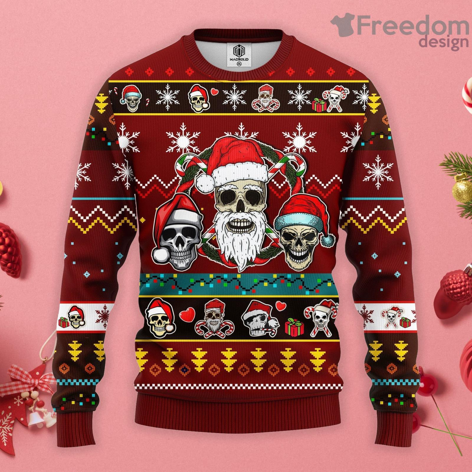 Philadelphia Eagles Christmas Skull 3D Rejoice Ugly Sweater - Limotees