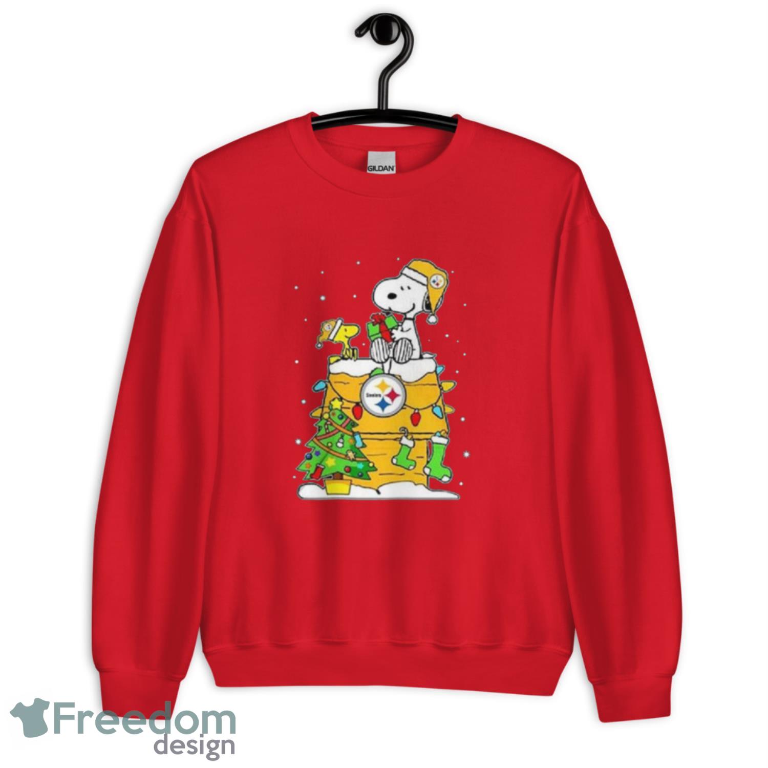 Snoopy Yellow Steelers NFL Christmas Shirt - G185 Unisex Heavy Blend Crewneck Sweatshirt-1