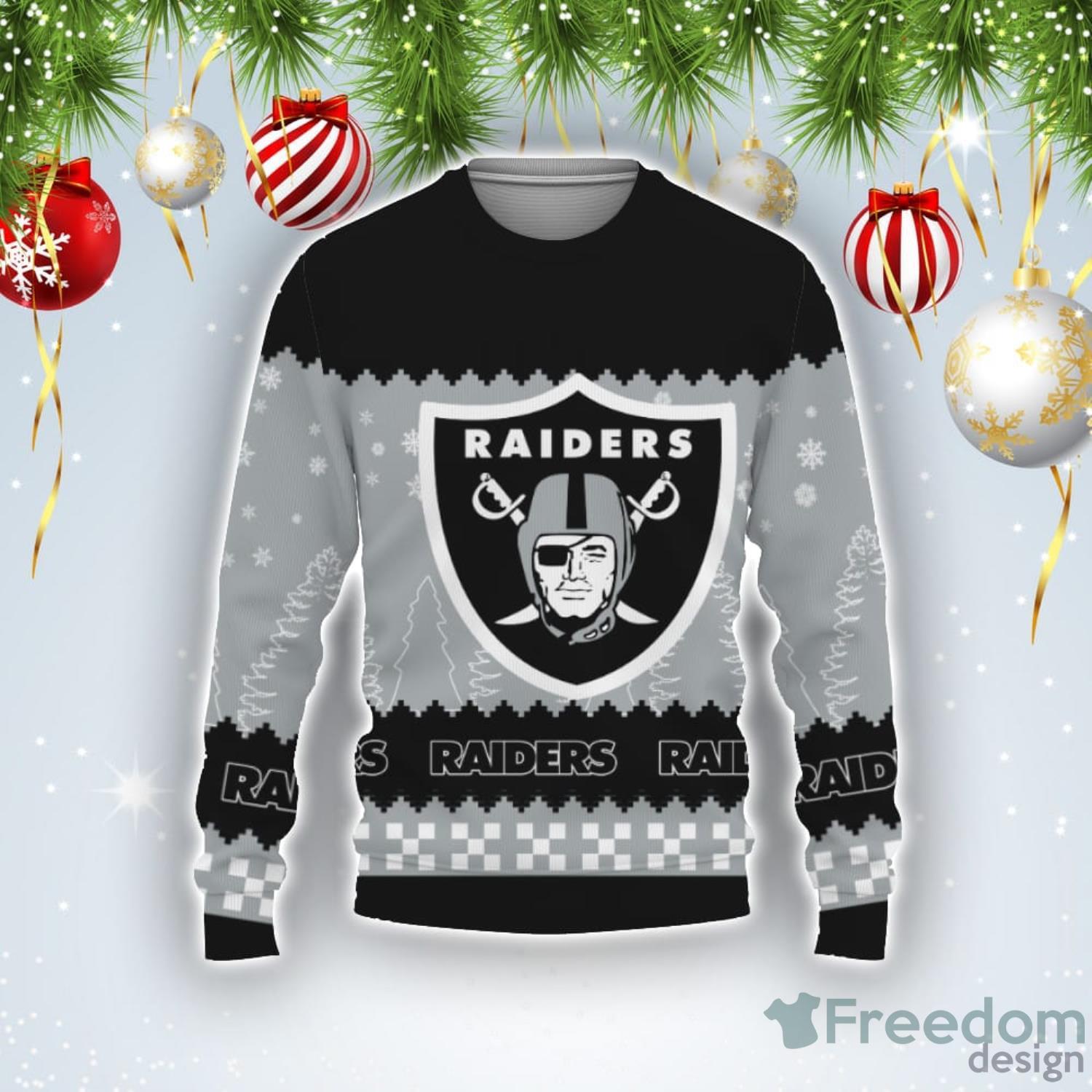 Raiders Ugly Sweater Black White Snowflakes Ugly Christmas Sweater -  Freedomdesign