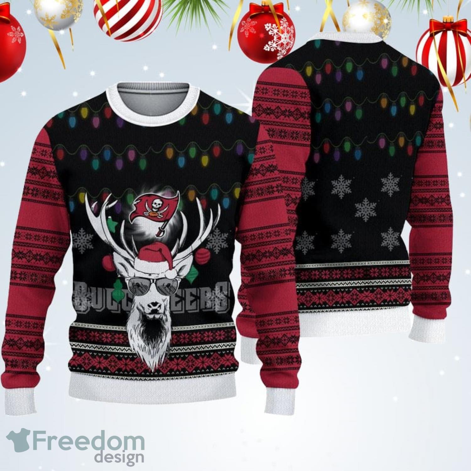 Tampa Bay Buccaneers Christmas Cool Reindeer Christmas Light Ugly Christmas  Sweater - Freedomdesign