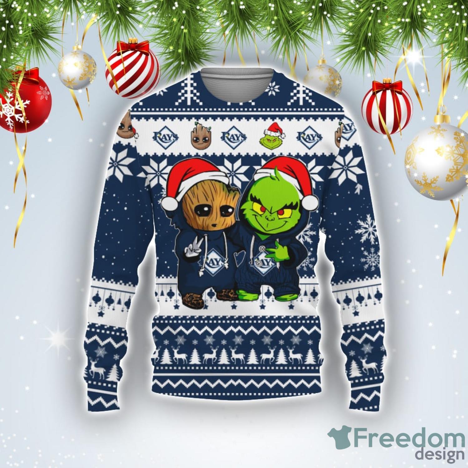 HOT Las Vegas Raiders Baby Groot And Grinch Best Friends Ugly Christmas  Sweater