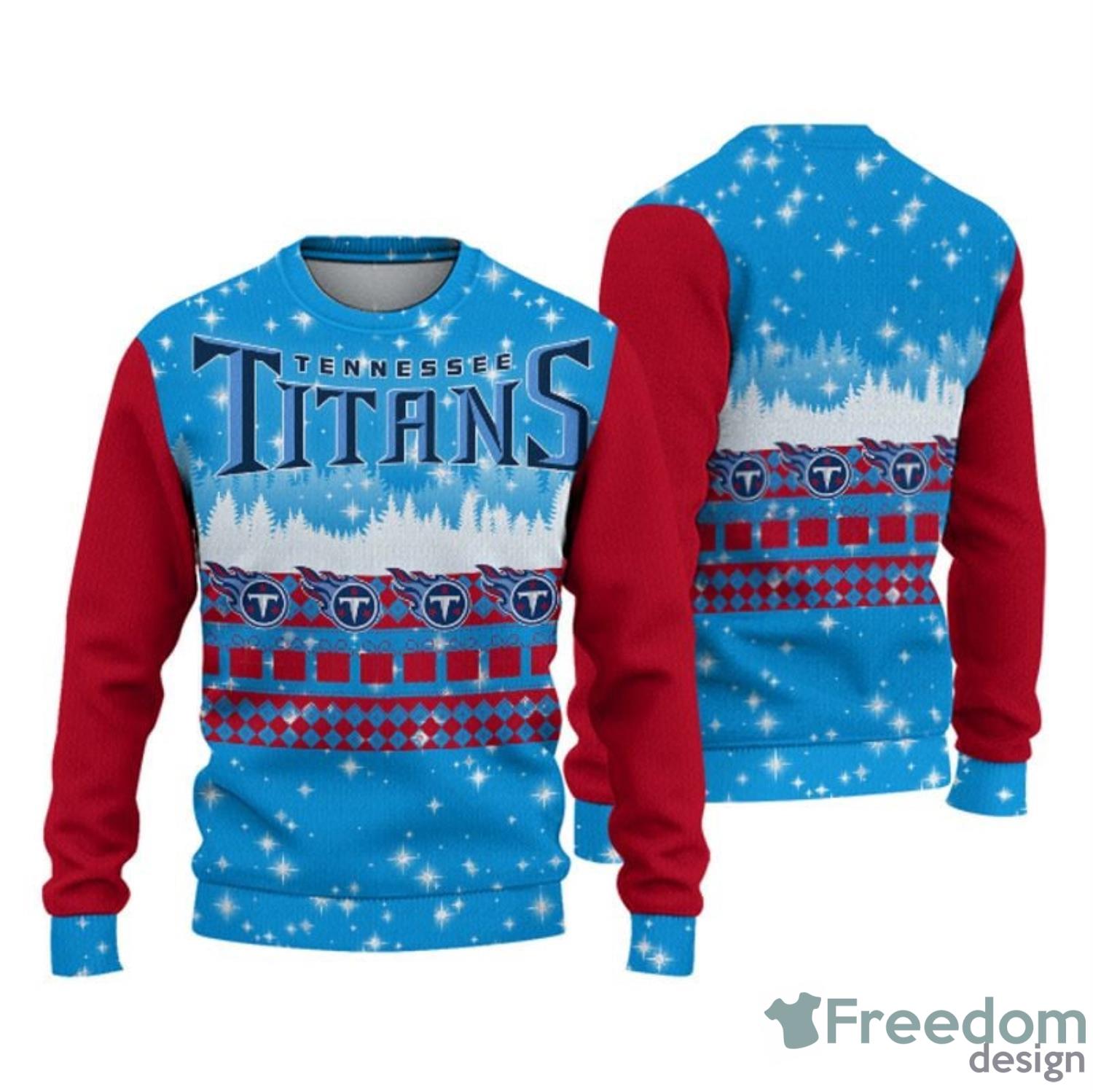 Tennessee Titans Christmas Snow Heart Pattern Ugly Christmas